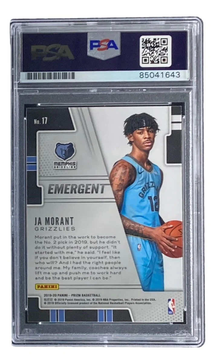 Ja Morant Signed 2019-20 Panini Prizm #17 Grizzlies Rookie Card PSA/DNA Gem MT 10 - Image 2