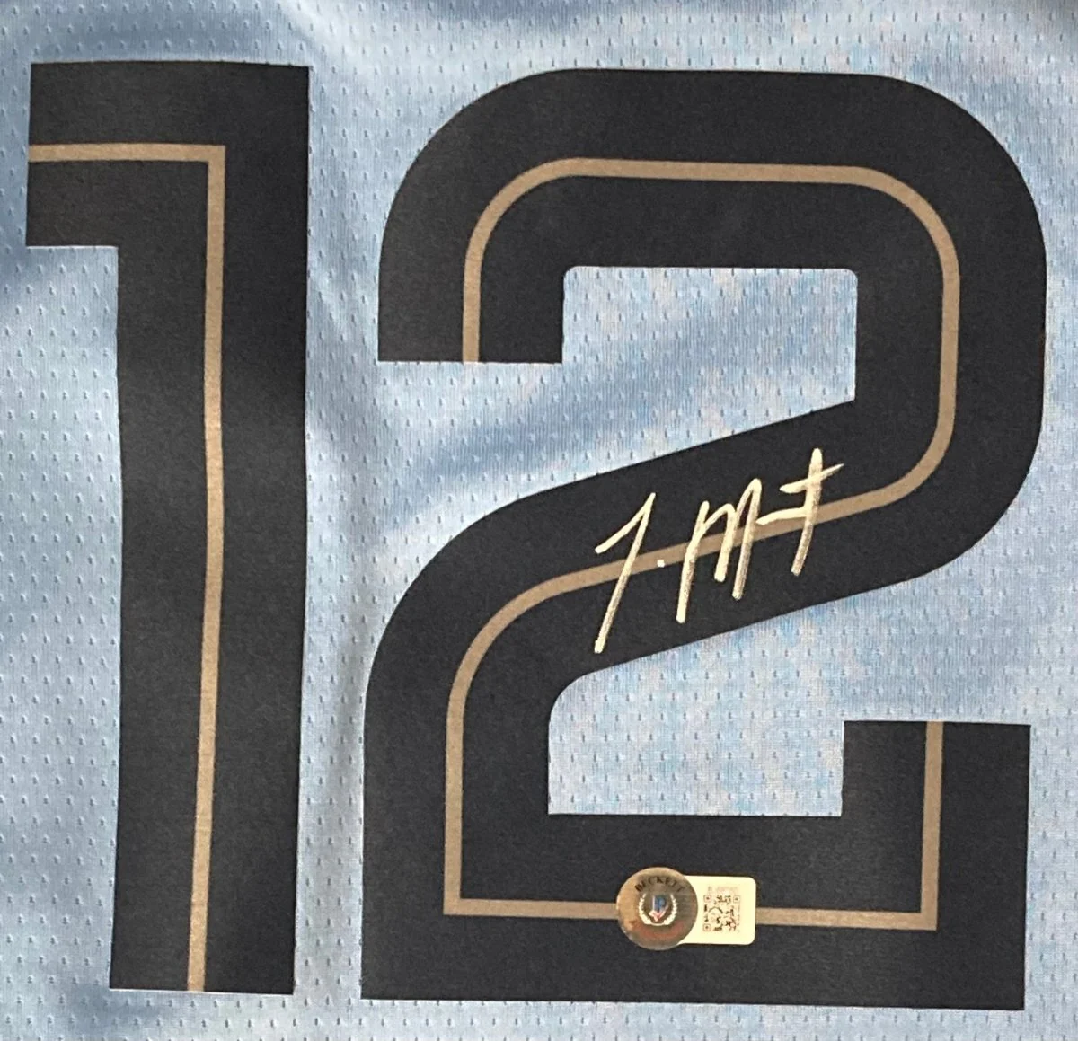 Ja Morant Signed Memphis Grizzlies Light Blue Nike Swingman Jersey BAS - Image 2