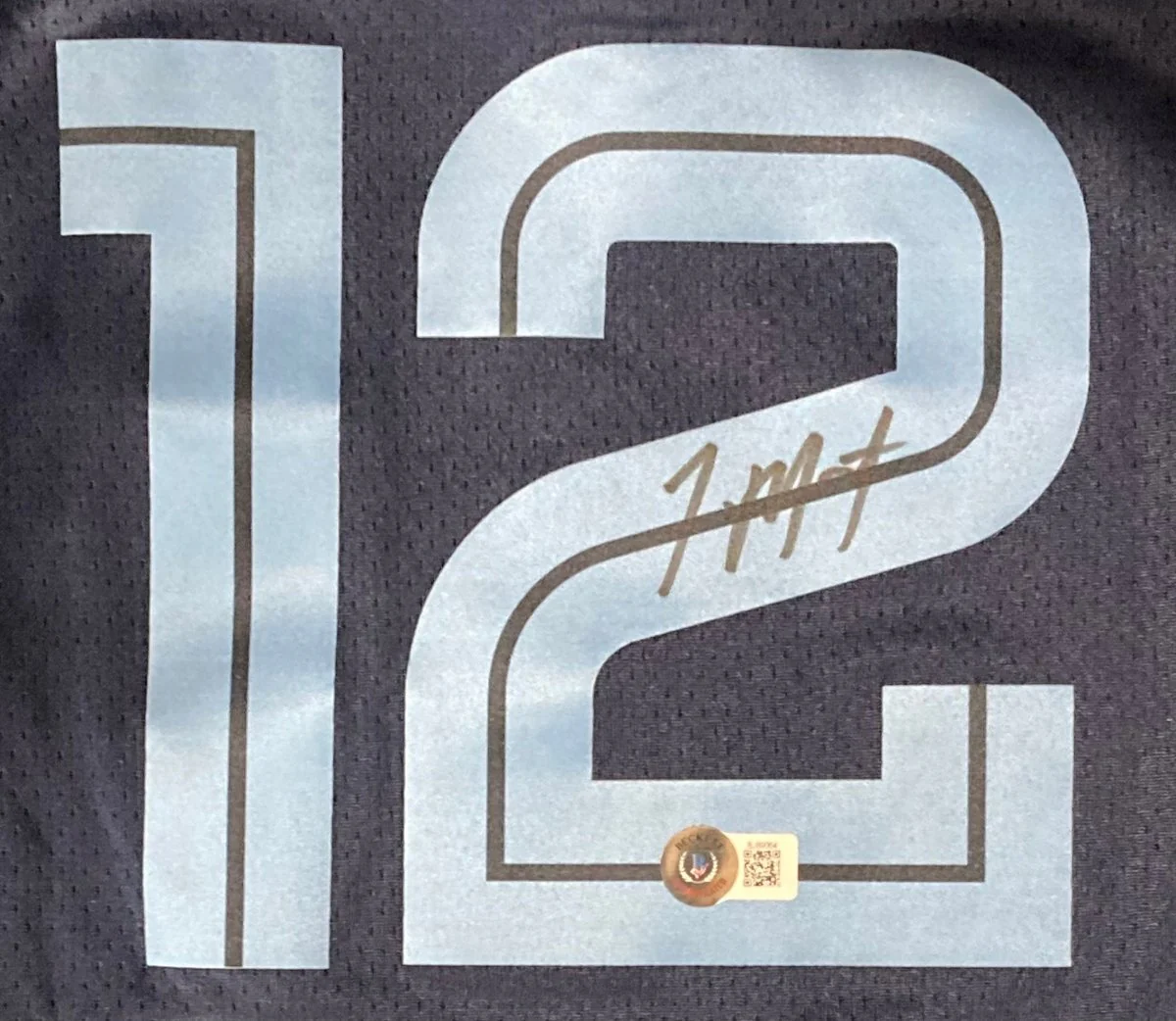 Ja Morant Signed Memphis Grizzlies Navy Blue Nike Swingman Jersey BAS - Image 2
