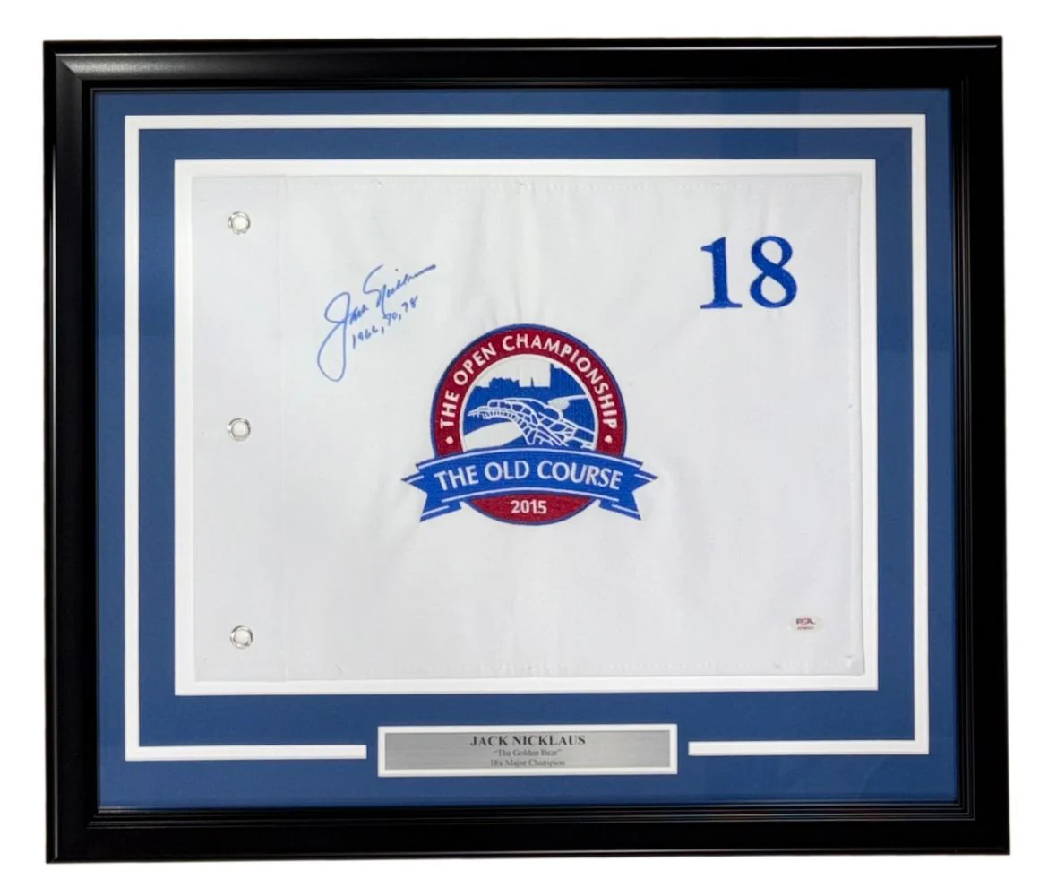 Jack Nicklaus Signed Framed 2015 Open Championship Flag w/ Years PSA/DNA AP98451