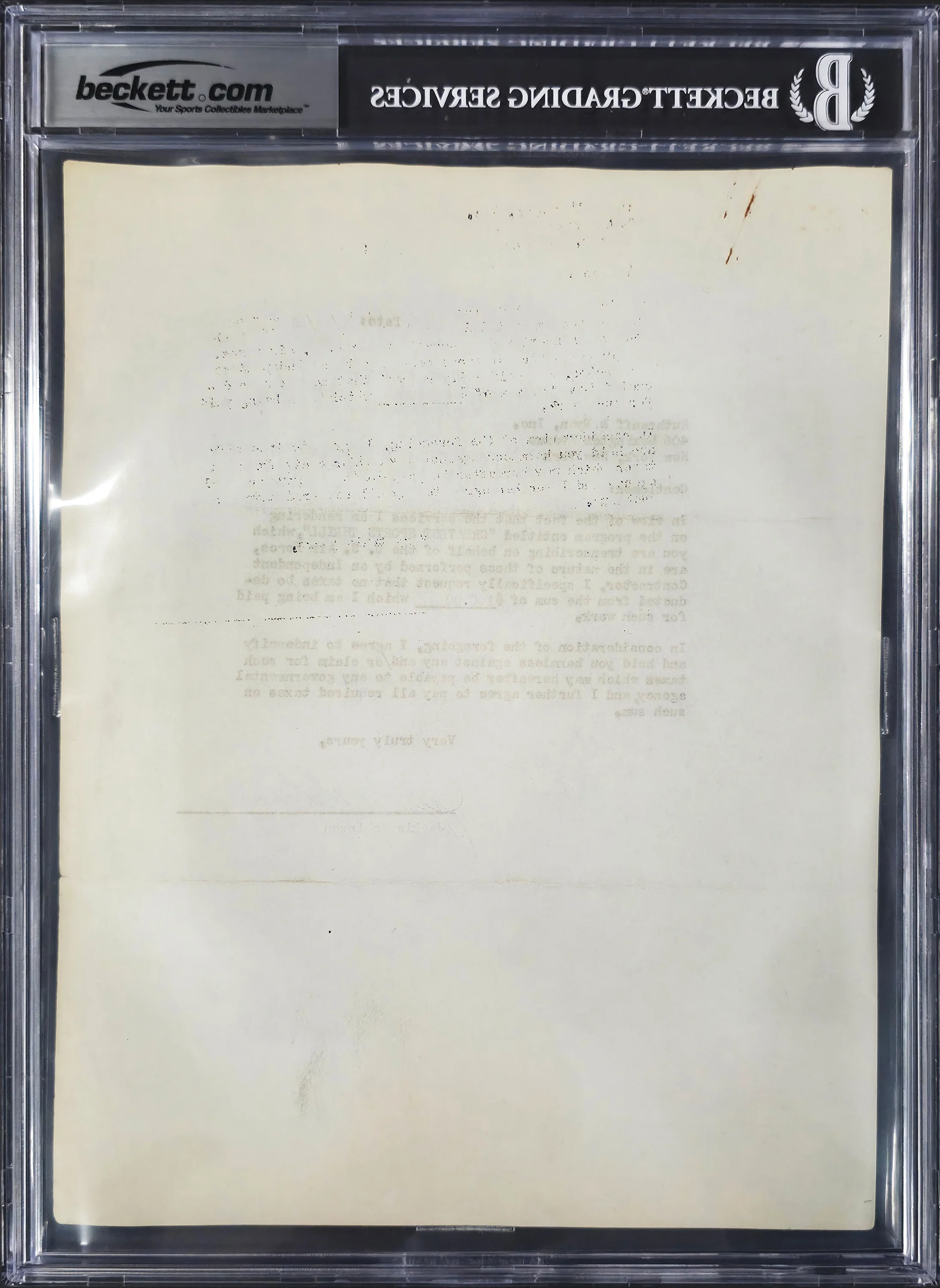 Jackie Robinson Autographed 1956 Greatest Sports Thrill Contract Brooklyn Dodgers Auto Grade Mint 9 Beckett BAS #18284163 - Image 5