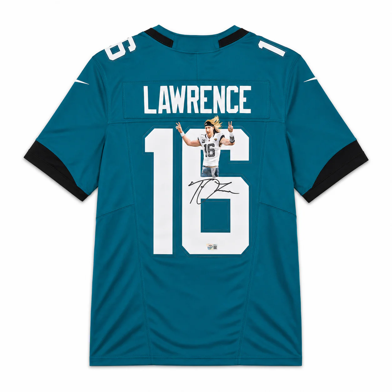 Jacksonville Jaguars Trevor Lawrence Autographed Teal Hand Painted Nike Dry-Fit Jersey Size XL Fanatics Holo #LG20386714