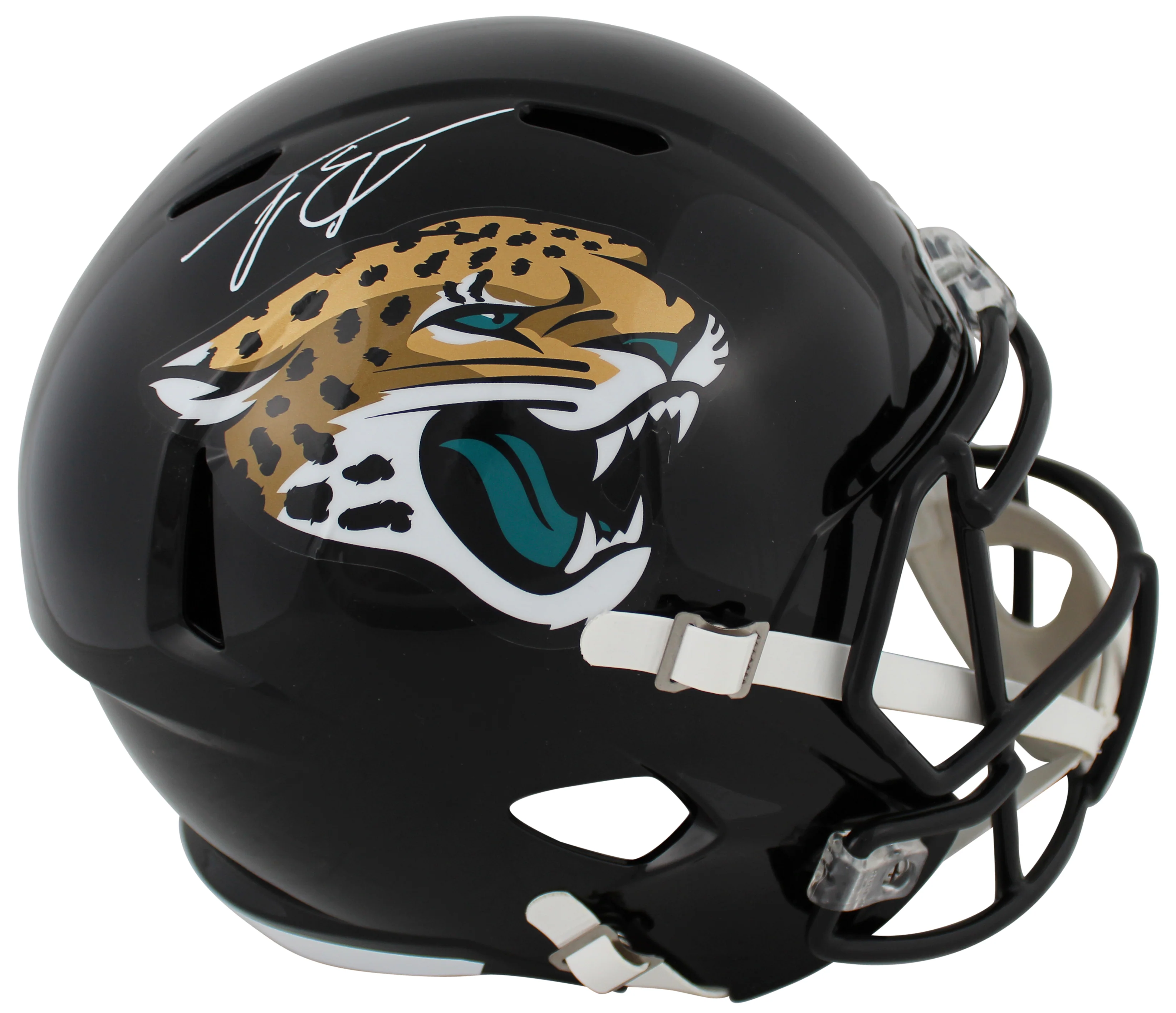 Jaguars Travis Etienne Jr. Signed Full Size Speed Rep Helmet w/ Case JSA - Image 3