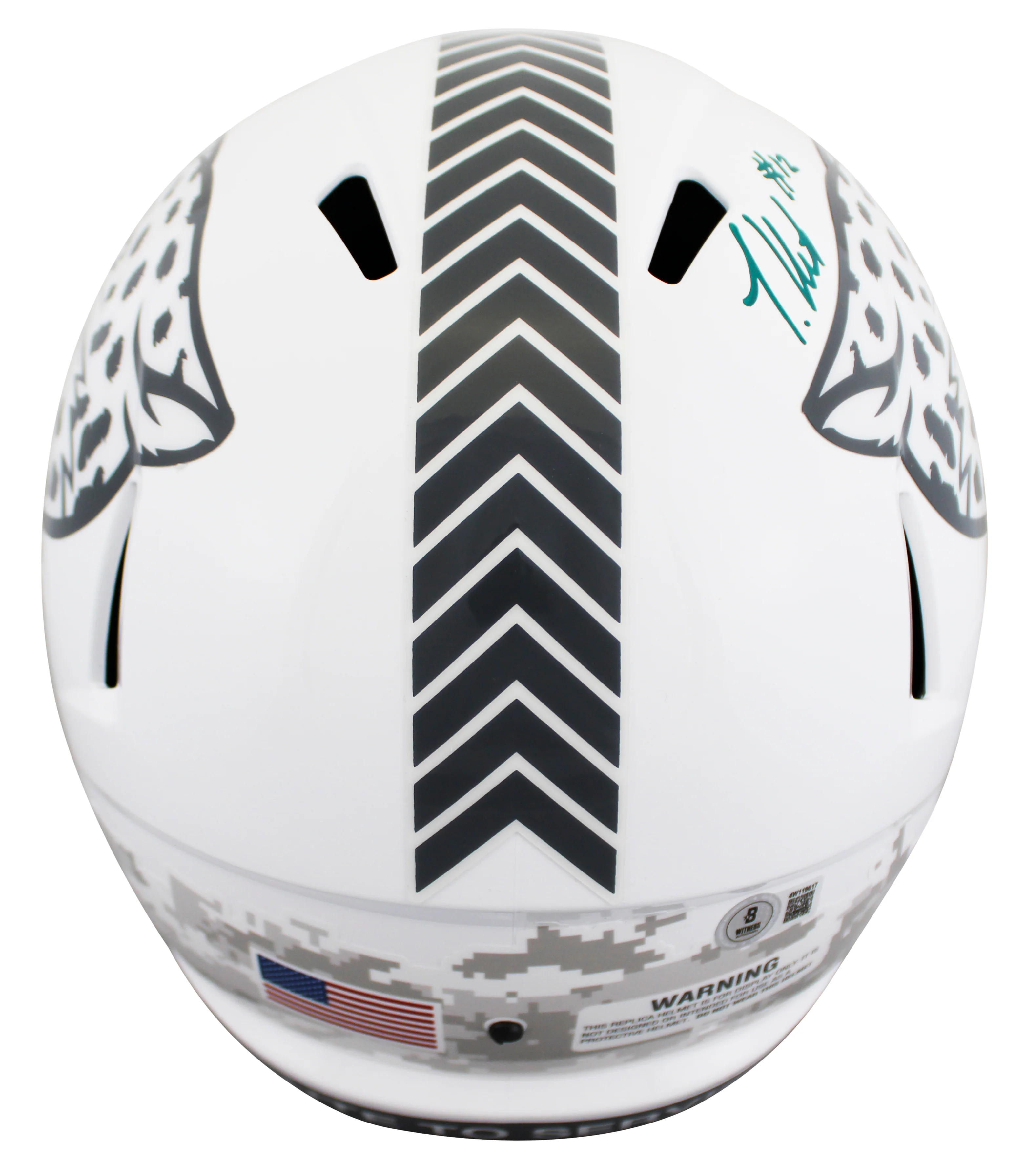 Jaguars Travis Hunter Signed Salute To Service III F/S Speed Rep Helmet BAS Wit - Image 3