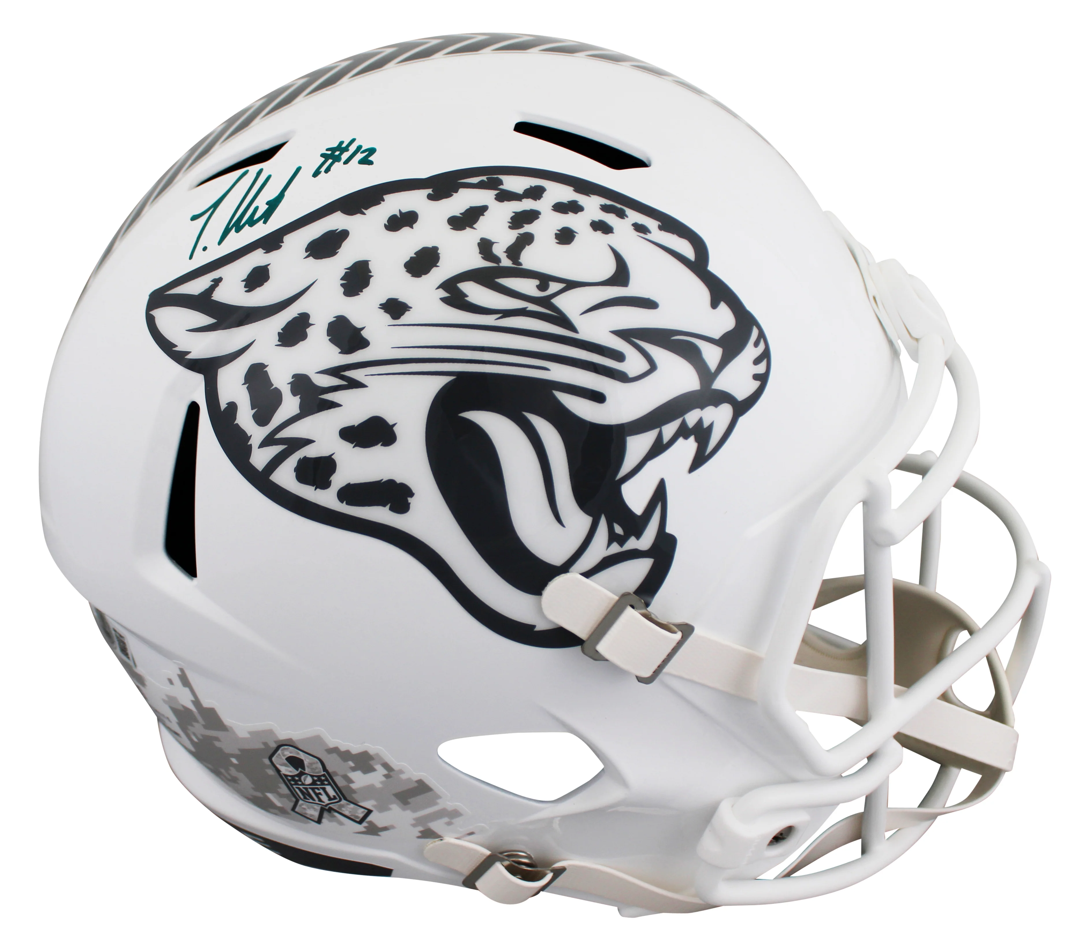 Jaguars Travis Hunter Signed STS III Full Size Speed Rep Helmet W/ Case BAS Wit - Image 3