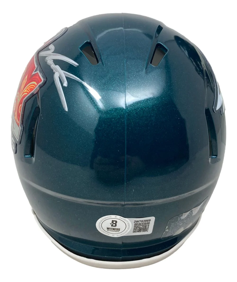 Jalen Carter Signed Philadelphia Eagles Super Bowl 59 Mini Speed Helmet BAS - Image 2