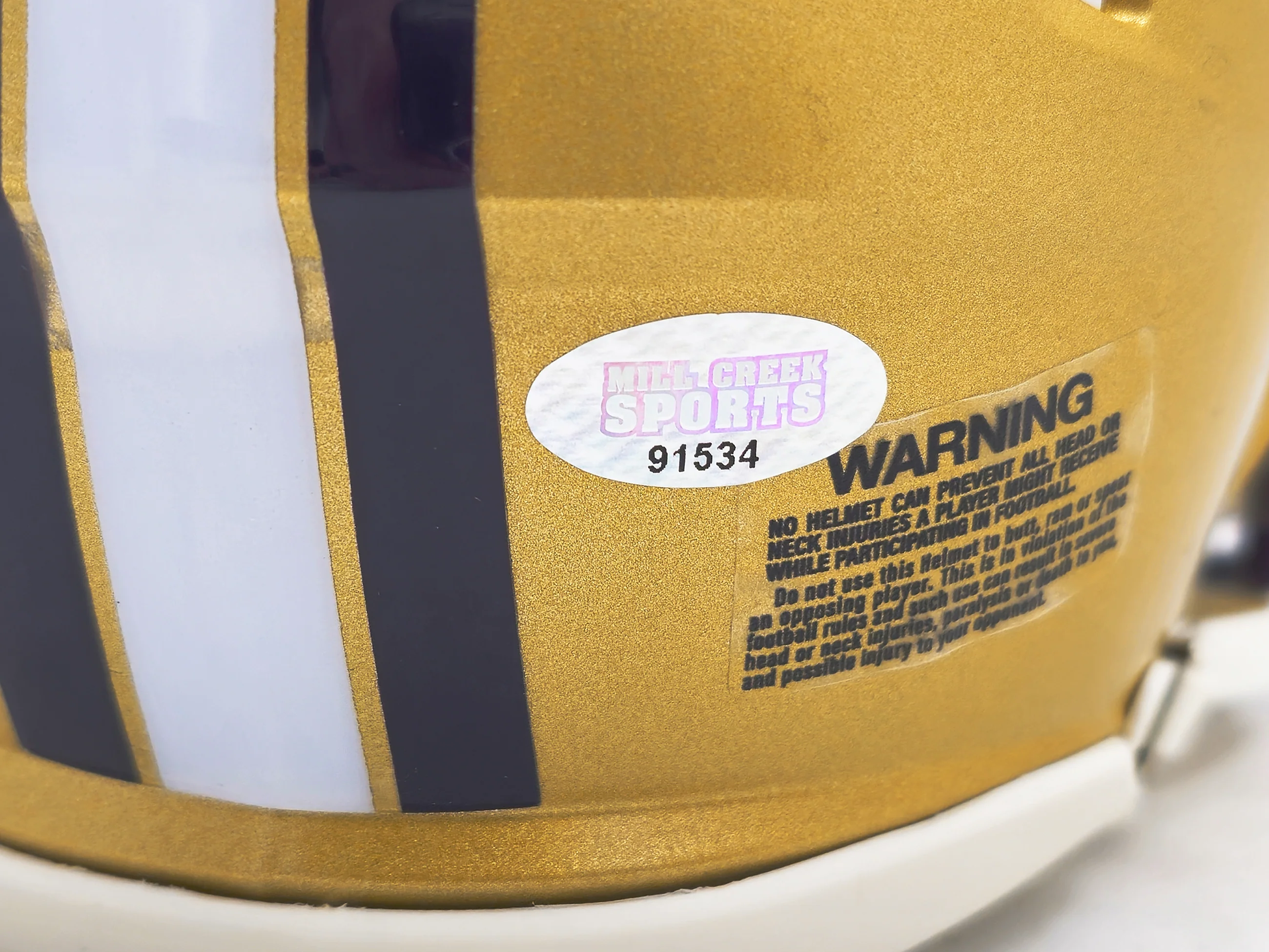 Jalen McMillan Autographed Washington Huskies Gold Speed Mini Helmet MCS Holo Stock #222064 - Image 5