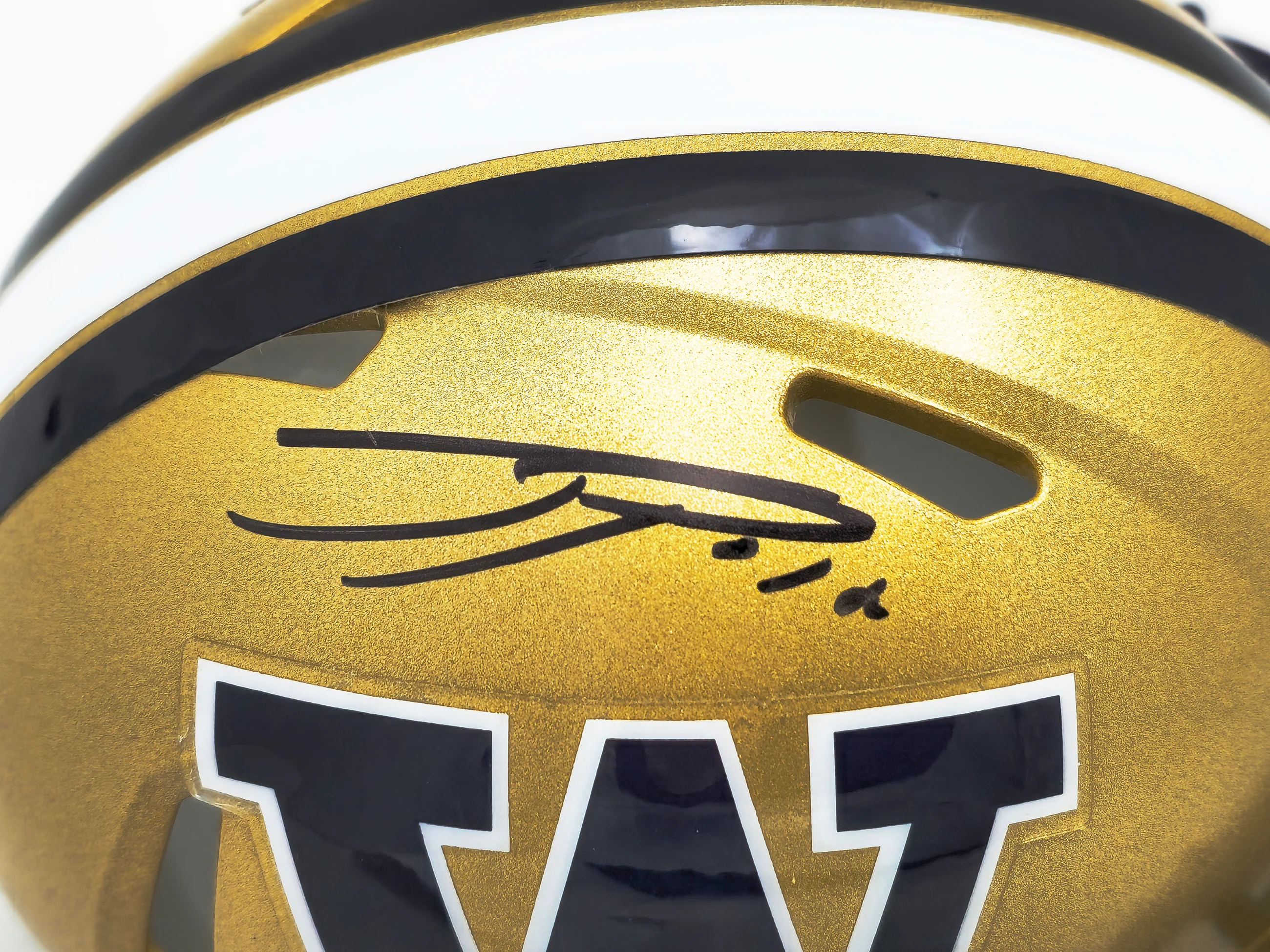 Ja'Lynn Polk Autographed Washington Huskies Gold Speed Mini Helmet MCS Holo Stock #222057 - Image 2