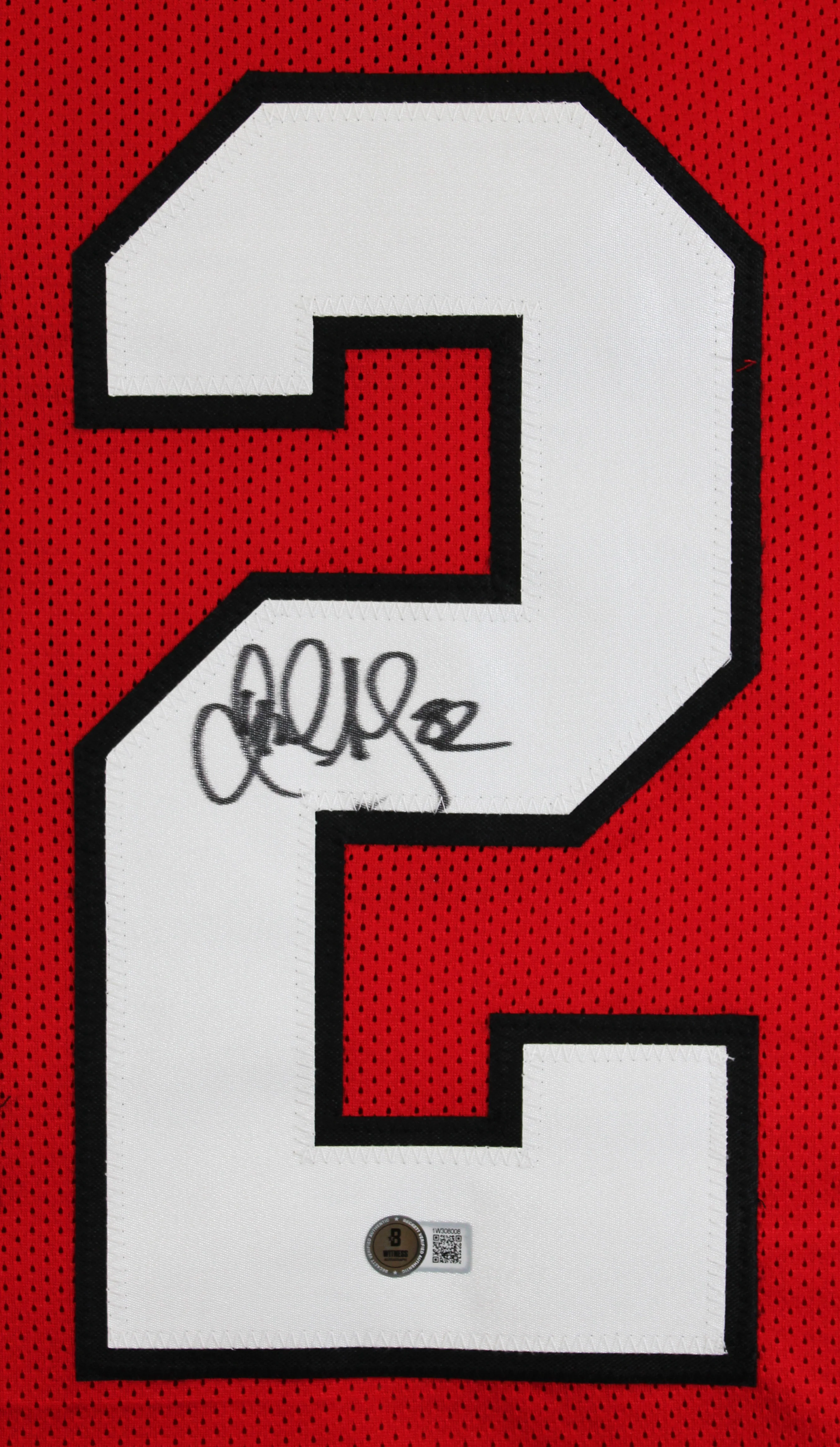 Jamal Anderson Authentic Signed Red Pro Style Jersey Autographed BAS Witnessed - Image 3