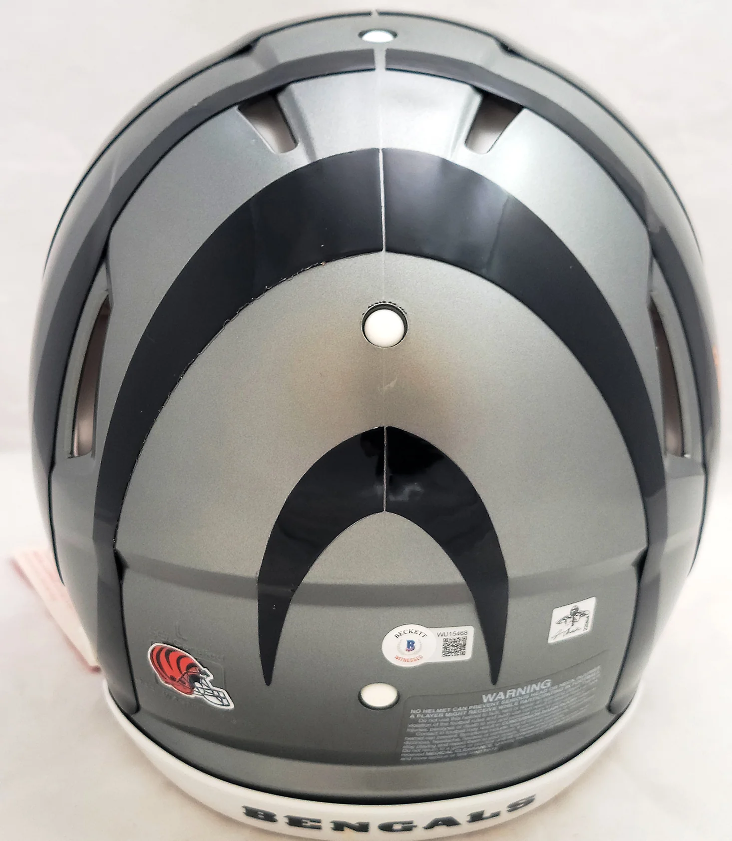 Ja'Marr Chase Autographed Cincinnati Bengals AMP Gray Full Size Authentic Speed Helmet Beckett BAS QR #WU15468 - Image 3