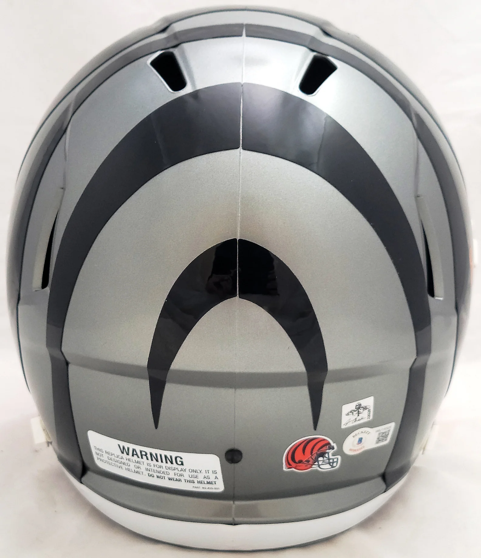 Ja'Marr Chase Autographed Cincinnati Bengals AMP Gray Full Size Replica Speed Helmet Beckett BAS QR #WU15505 - Image 3