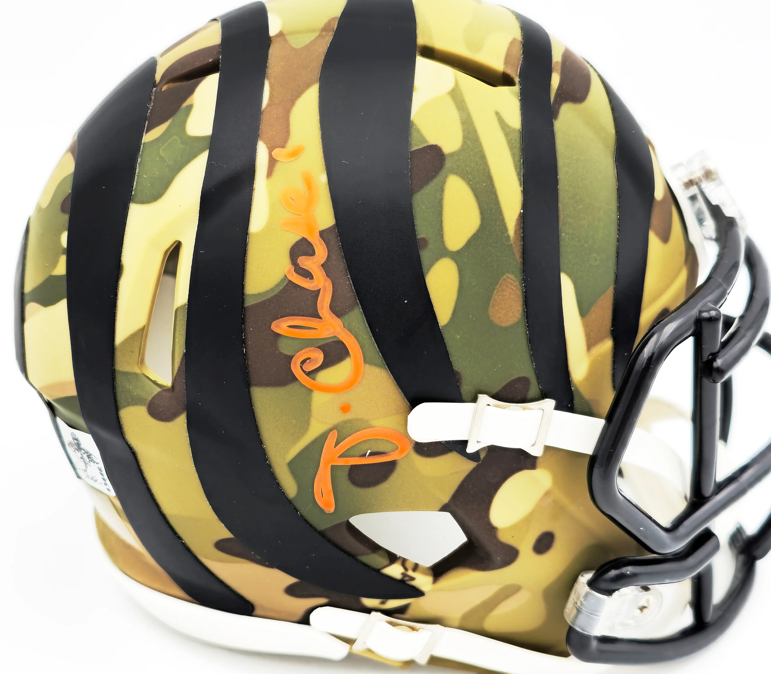 Ja'Marr Chase Autographed Cincinnati Bengals Camo Speed Mini Helmet Beckett BAS Witness Stock #230117 - Image 2