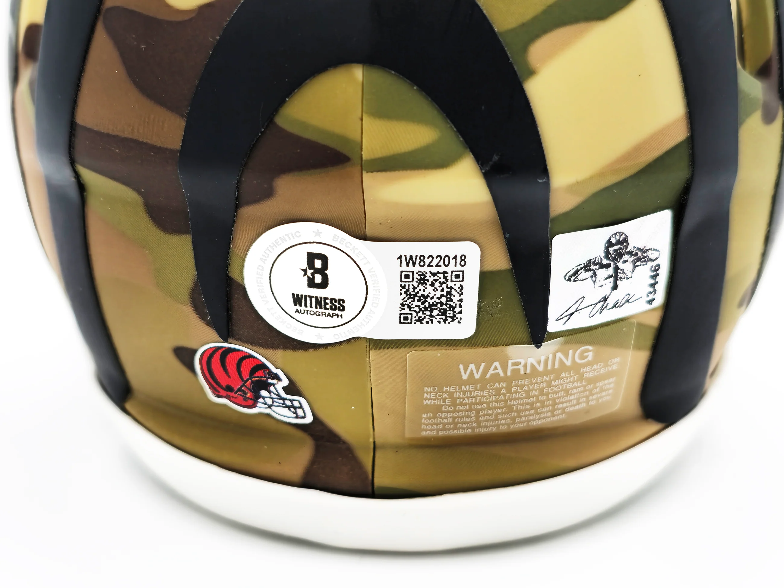 Ja'Marr Chase Autographed Cincinnati Bengals Camo Speed Mini Helmet Beckett BAS Witness Stock #230117 - Image 5