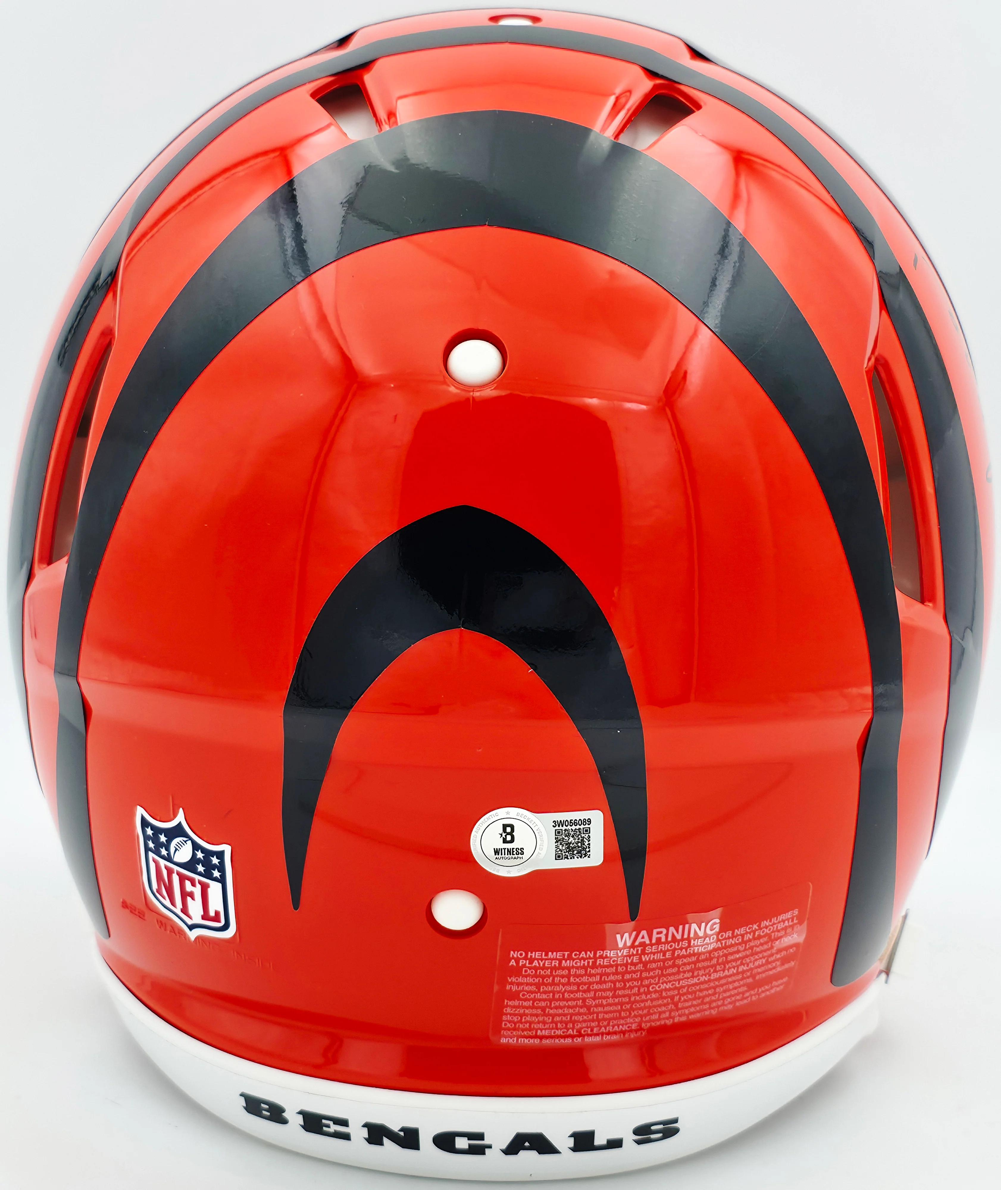 Ja'Marr Chase Autographed Cincinnati Bengals Orange Full Size Authentic Speed Helmet Beckett BAS Witness Stock #243654 - Image 4