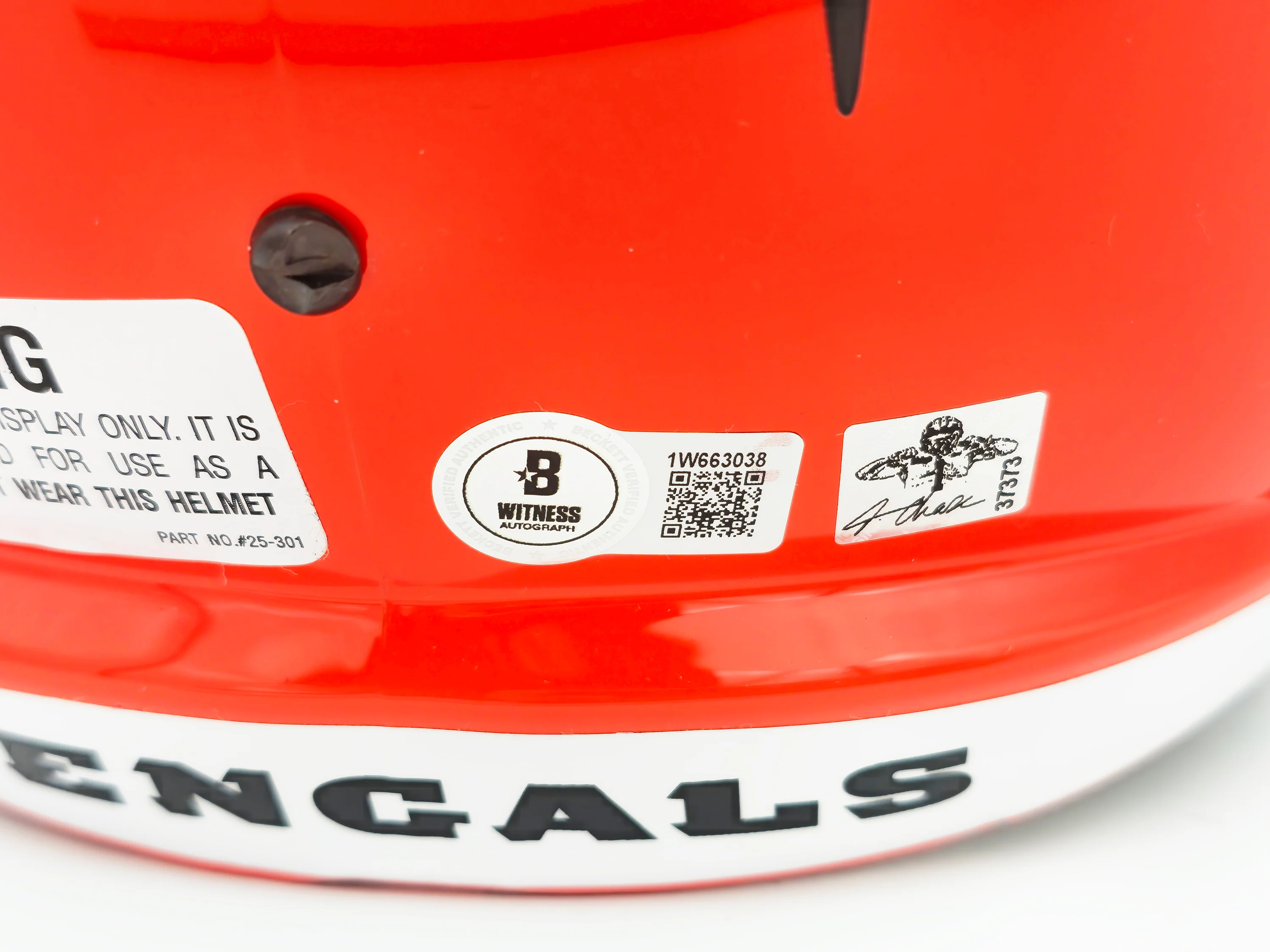 Ja'Marr Chase Autographed Cincinnati Bengals Orange Full Size Speed Replica Helmet Beckett BAS Witness Stock #228826 - Image 5