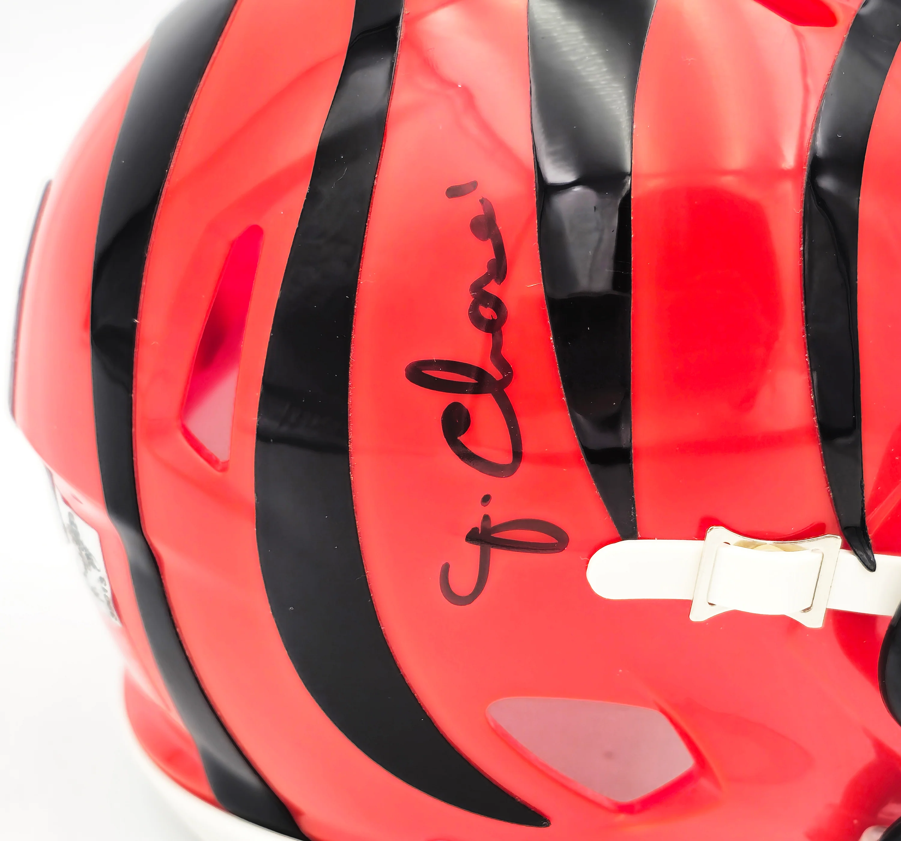 Ja'Marr Chase Autographed Cincinnati Bengals Orange Speed Mini Helmet Beckett BAS Witness Stock #228821 - Image 2