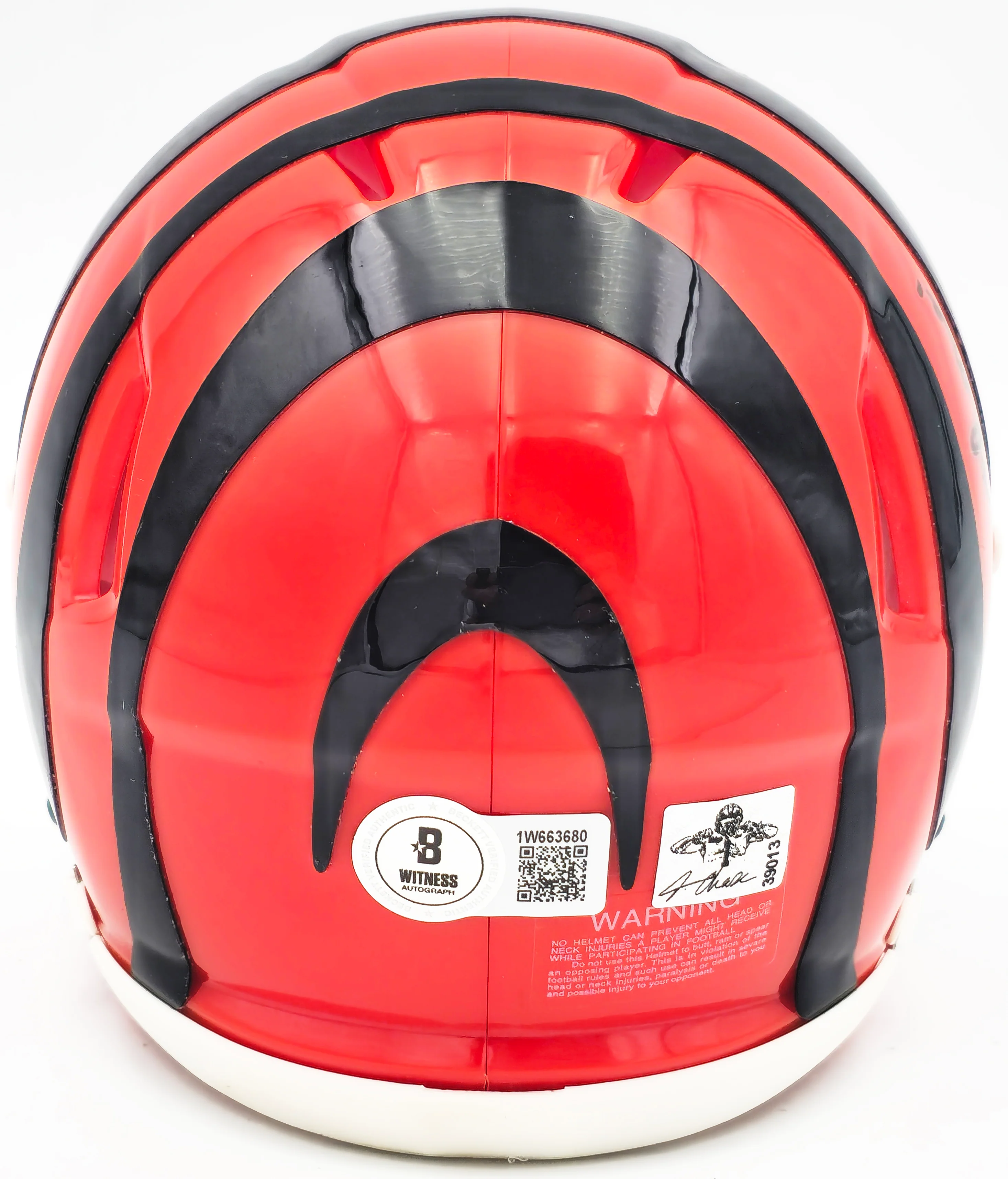 Ja'Marr Chase Autographed Cincinnati Bengals Orange Speed Mini Helmet Beckett BAS Witness Stock #228821 - Image 4