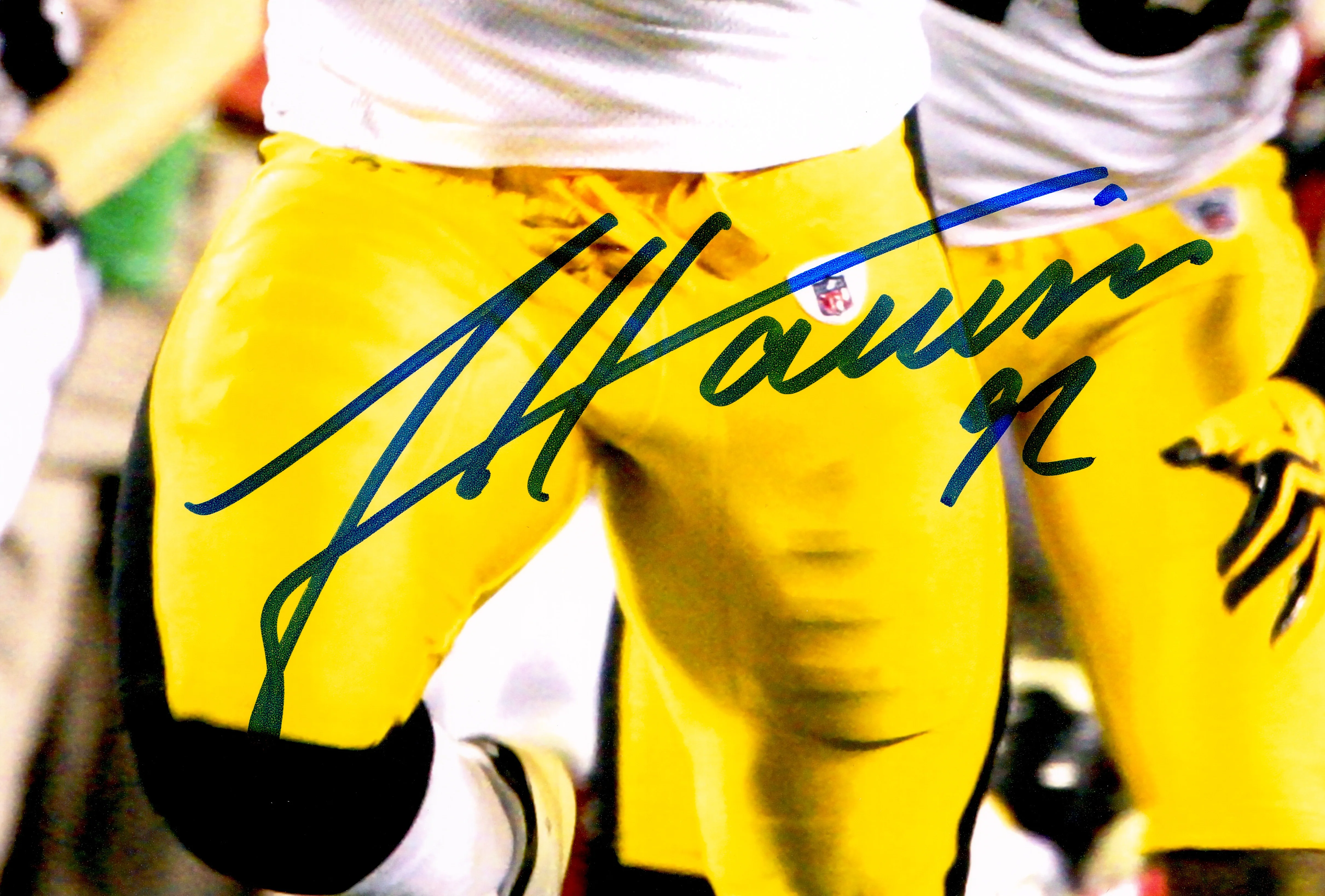 James Harrison Autographed 16x20 Photo Pittsburgh Steelers Super Bowl XLIII Interception Return Touchdown Beckett BAS Witness Stock #241381 - Image 2