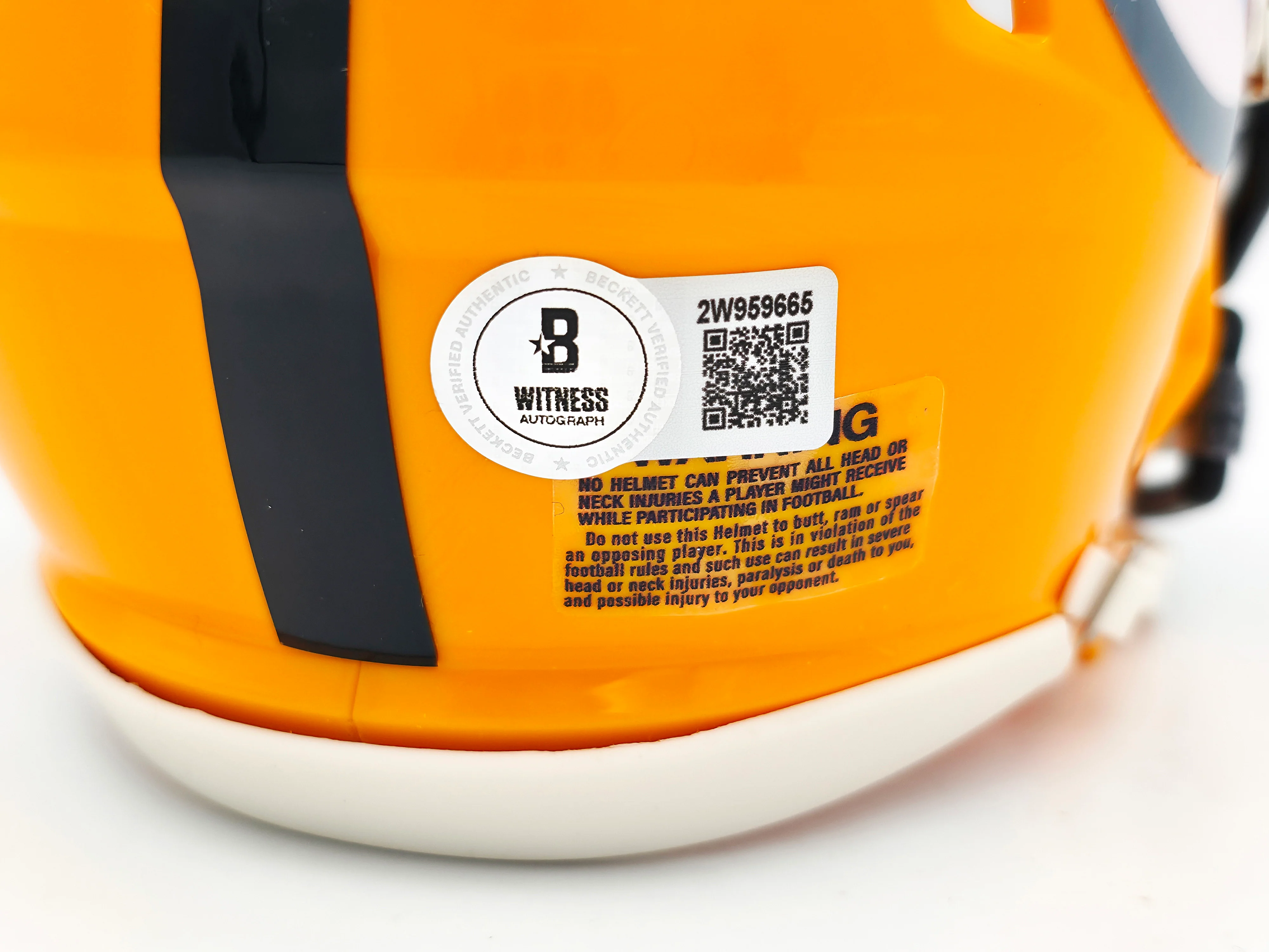 James Harrison Autographed Pittsburgh Steelers Throwback Gold Speed Mini Helmet Beckett BAS Witness Stock #241384 - Image 5