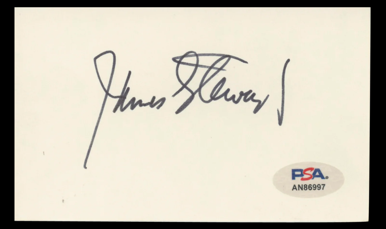 James Stewart It's a Wonderful Life Authentic Signed 3x5 Index Card PSA #AN86997 - Image 2