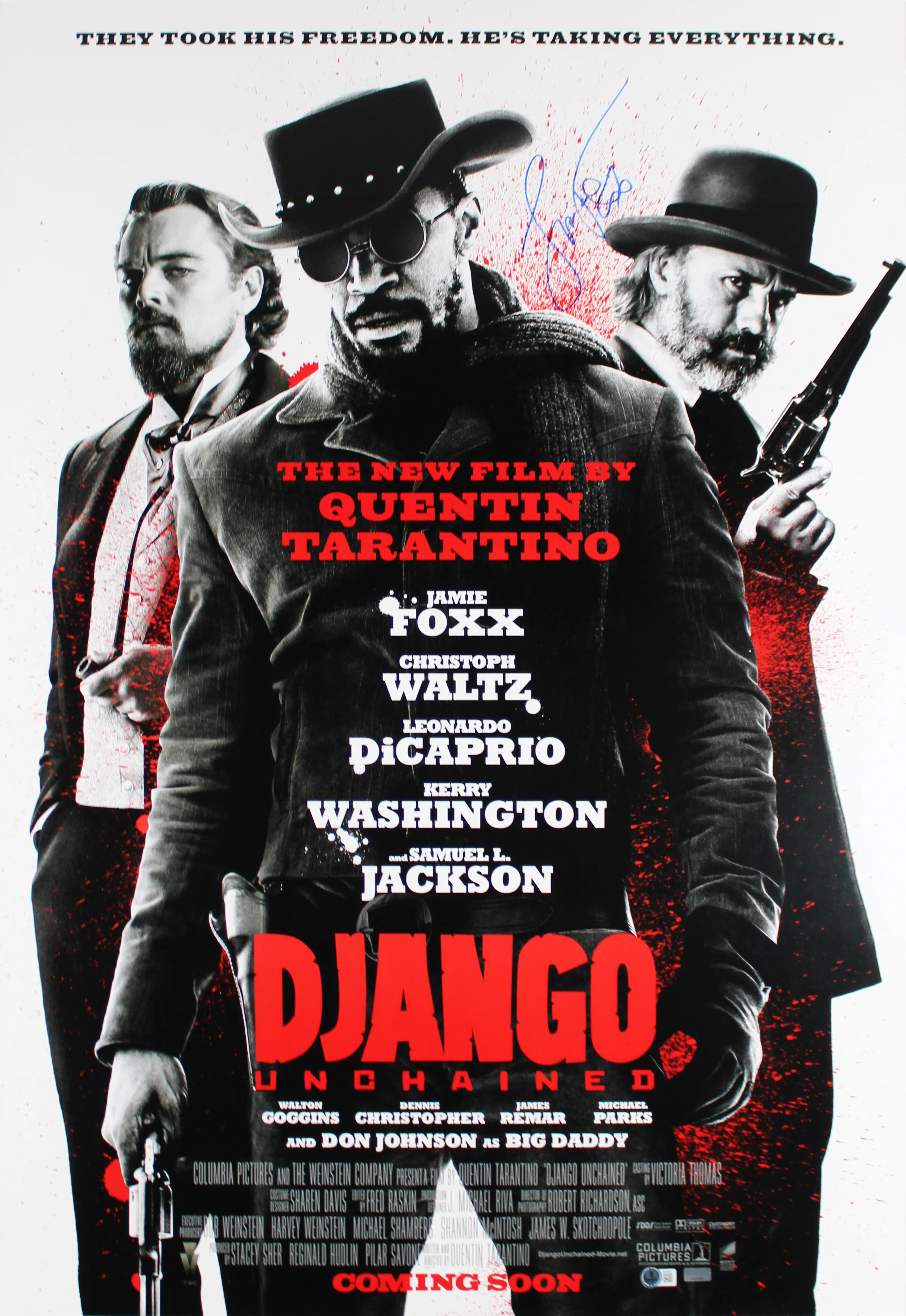 Jamie Foxx Django Unchained Signed & Framed 27x40 Movie Poster BAS #BQ98525 - Image 3