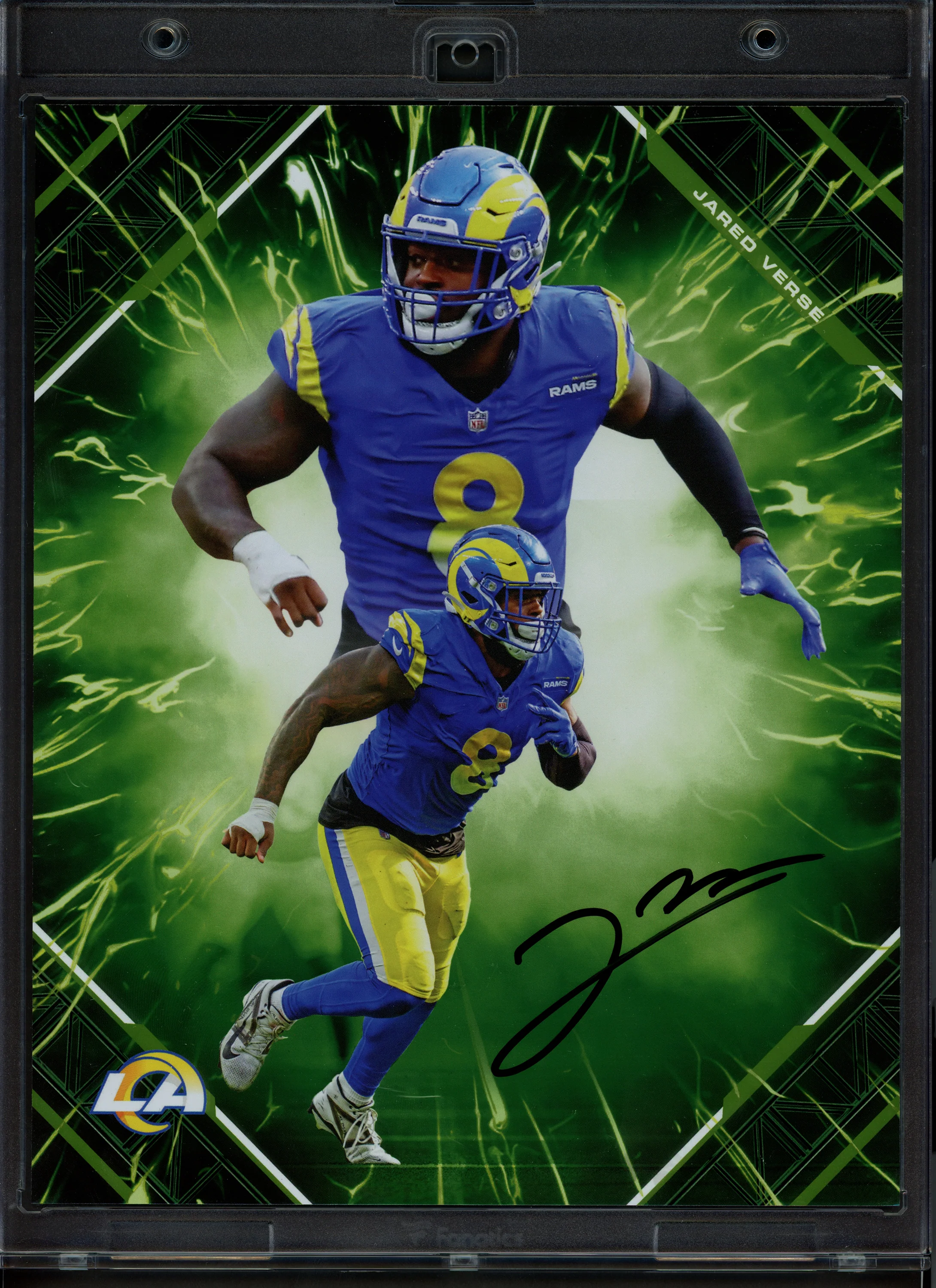 Jared Verse Autographed 2025 Under Wraps NFL Emanate Green Card Los Angeles Rams #19/99 Fanatics Holo #BB14438825