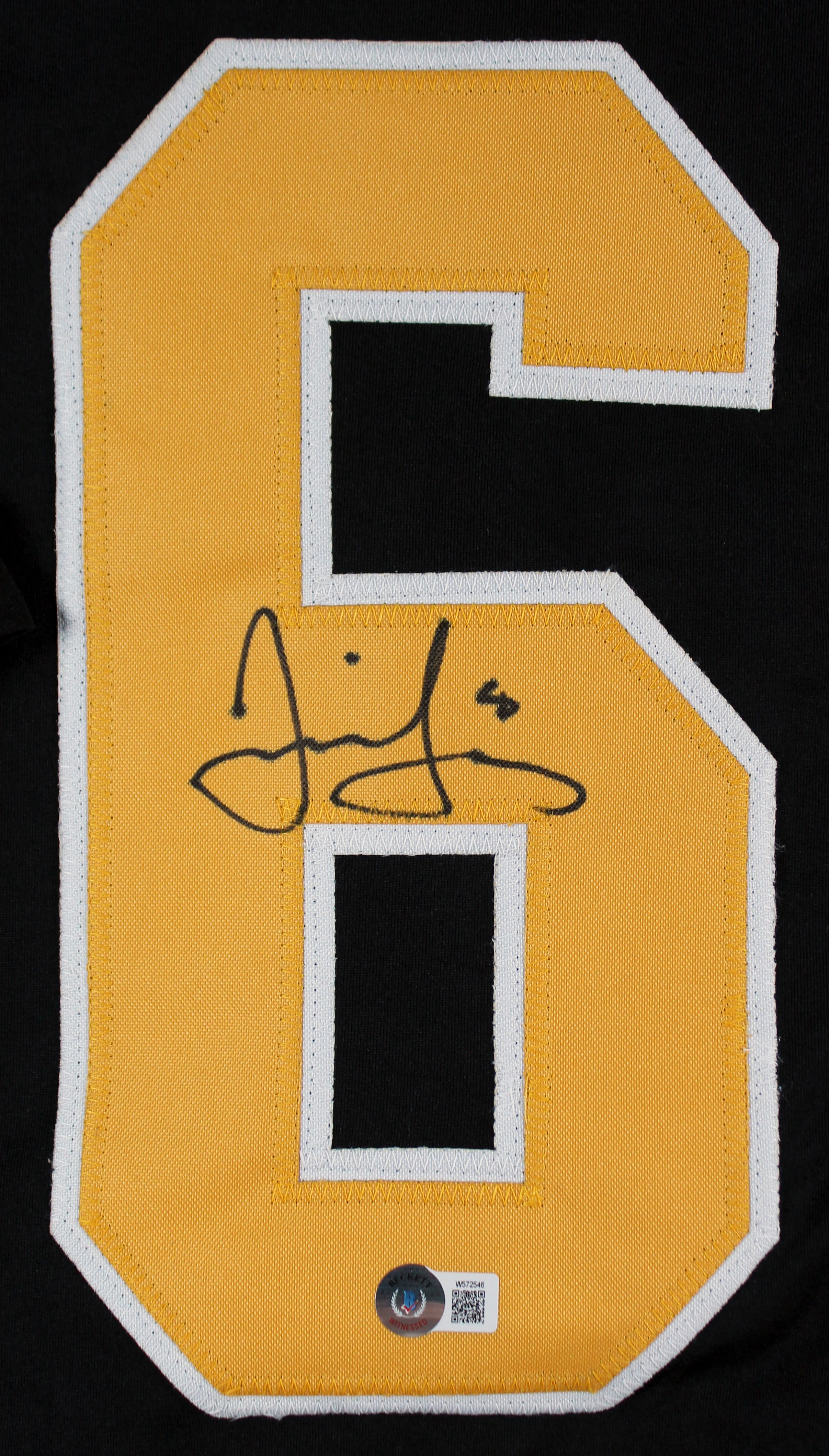 Jaromir Jagr Authentic Signed Black Pro Style Jersey w Yellow #s BAS 2 - Image 3