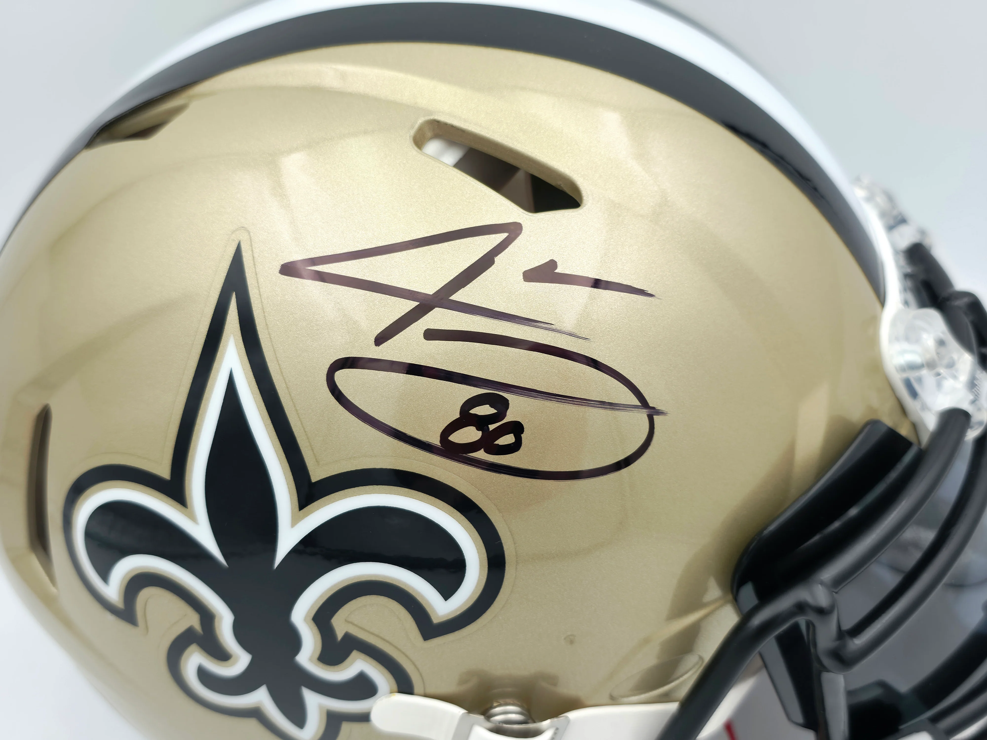 Jarvis Landry Autographed New Orleans Saints Gold Full Size Speed Authentic Helmet Beckett BAS Witness #WW59972 - Image 2