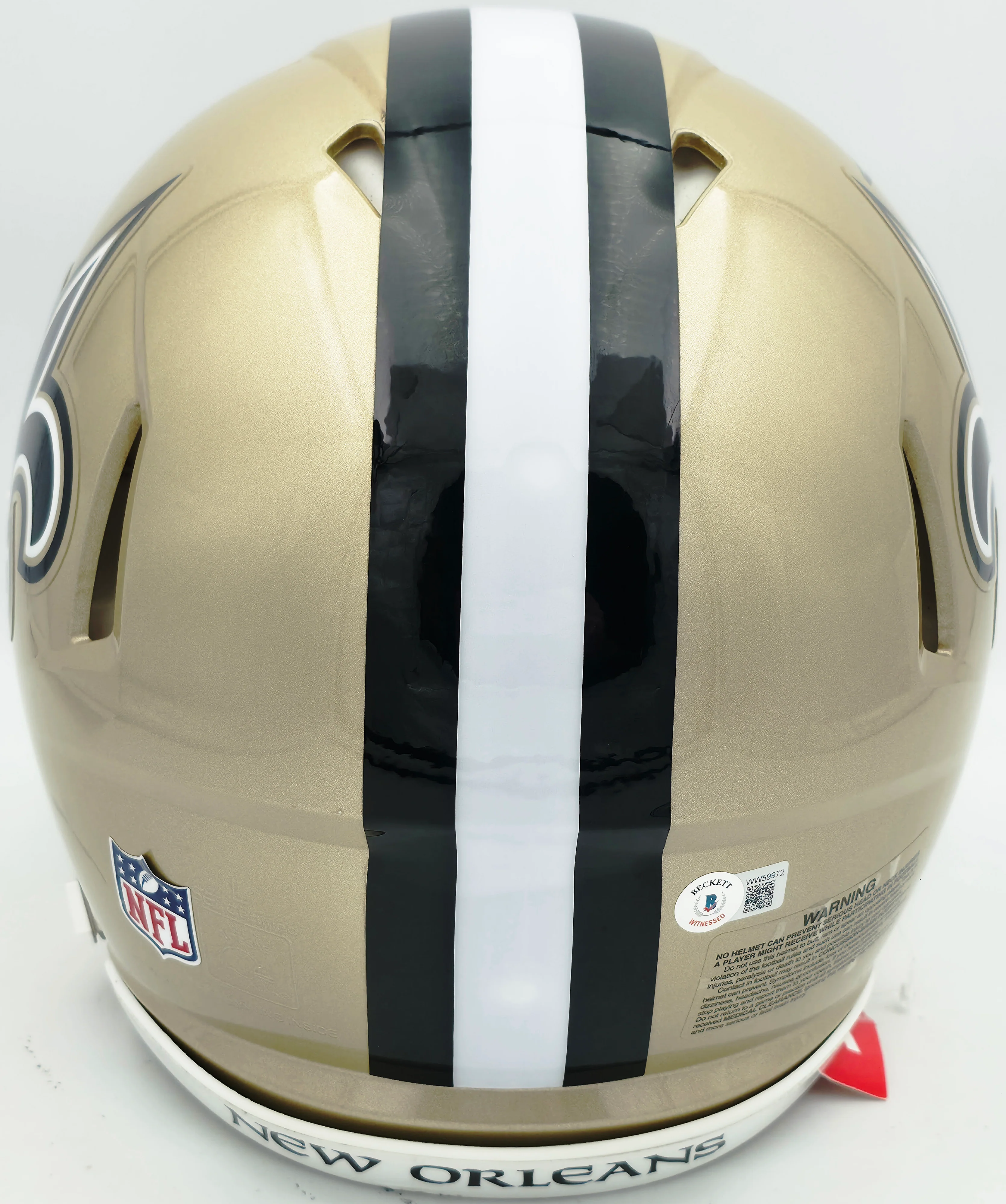 Jarvis Landry Autographed New Orleans Saints Gold Full Size Speed Authentic Helmet Beckett BAS Witness #WW59972 - Image 4