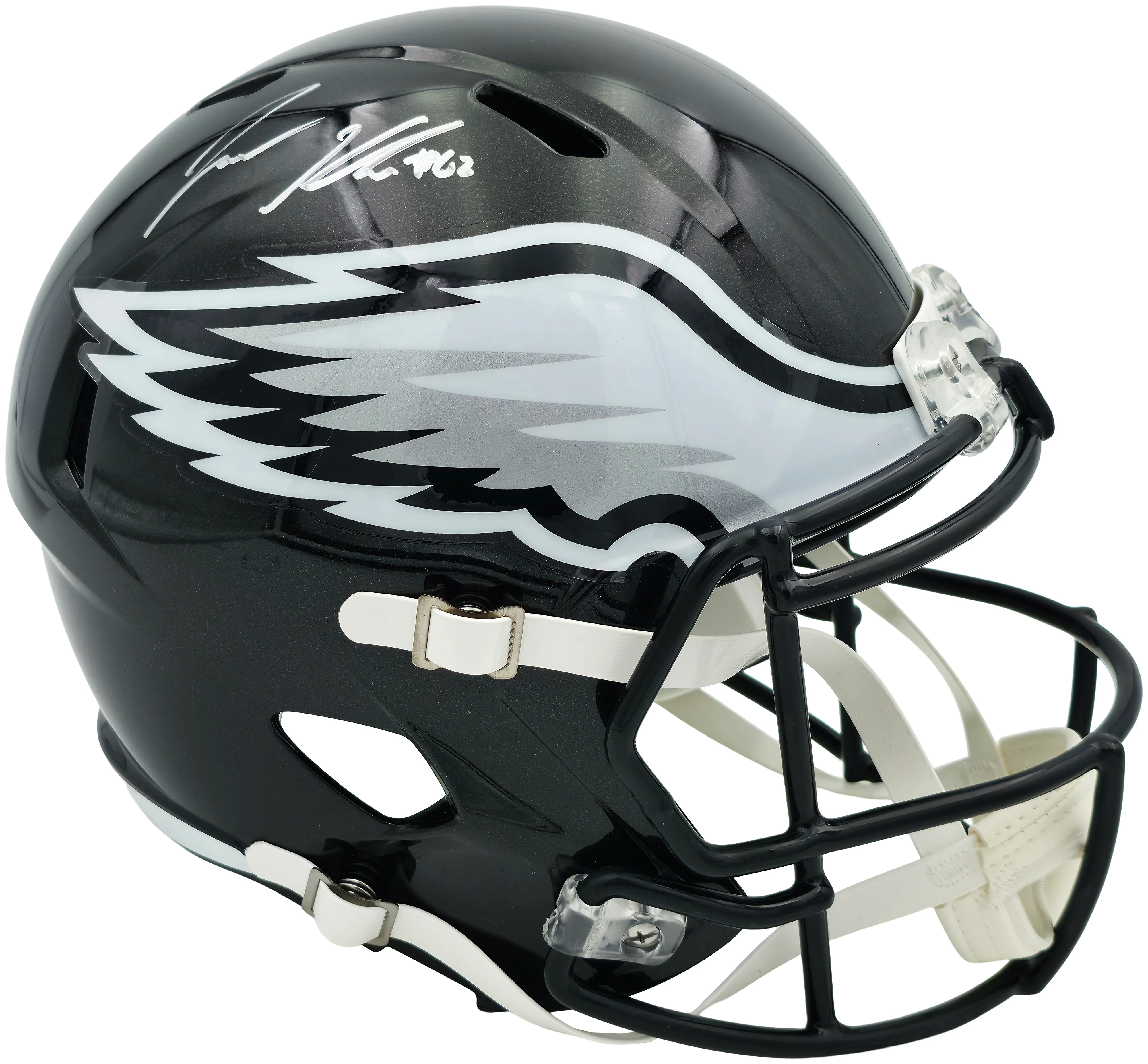 Jason Kelce Autographed Philadelphia Eagles Black 2022 Alternate On-Field Full Size Speed Replica Helmet PSA/DNA ITP Stock #262329