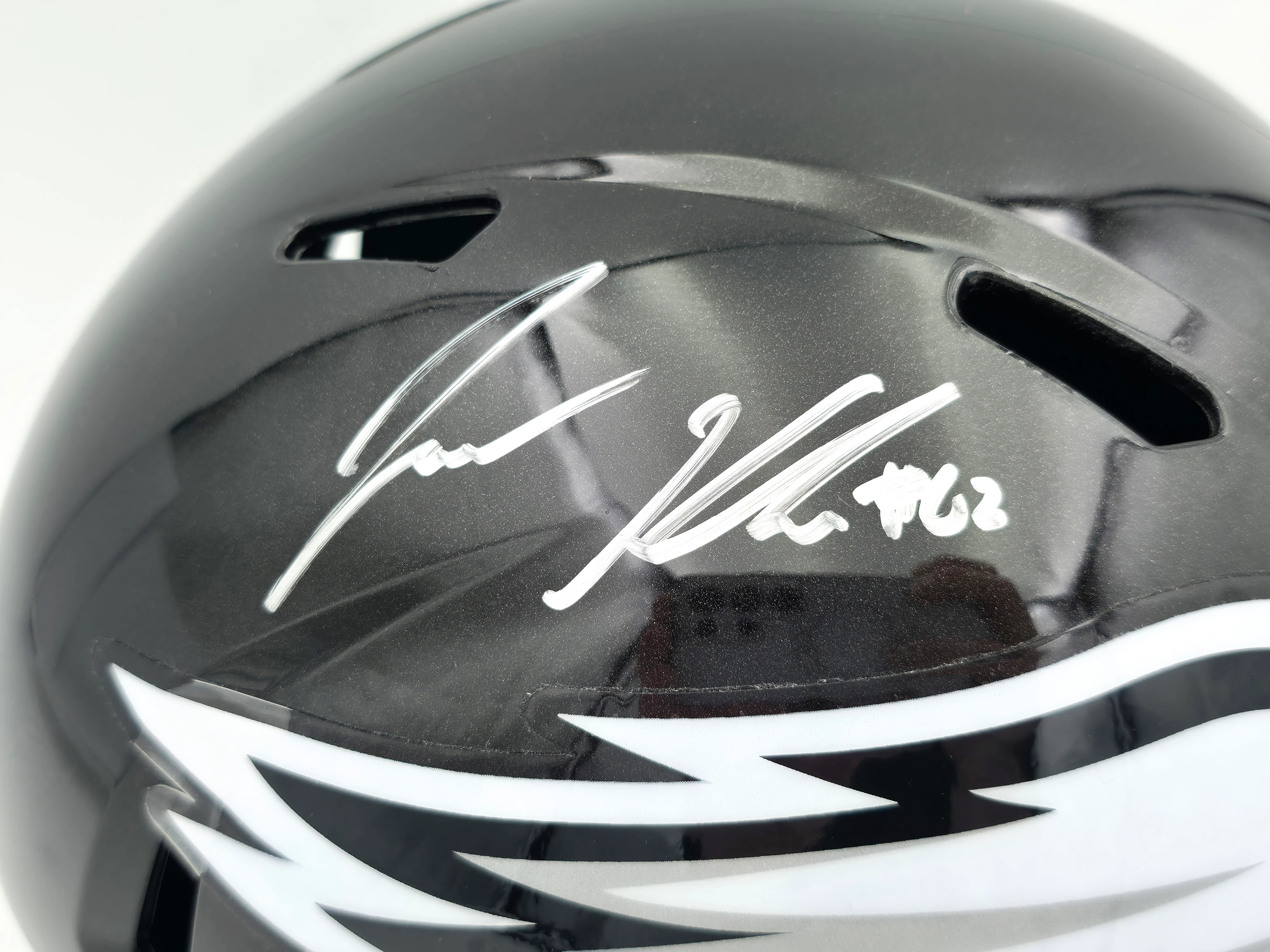 Jason Kelce Autographed Philadelphia Eagles Black 2022 Alternate On-Field Full Size Speed Replica Helmet PSA/DNA ITP Stock #262329 - Image 2