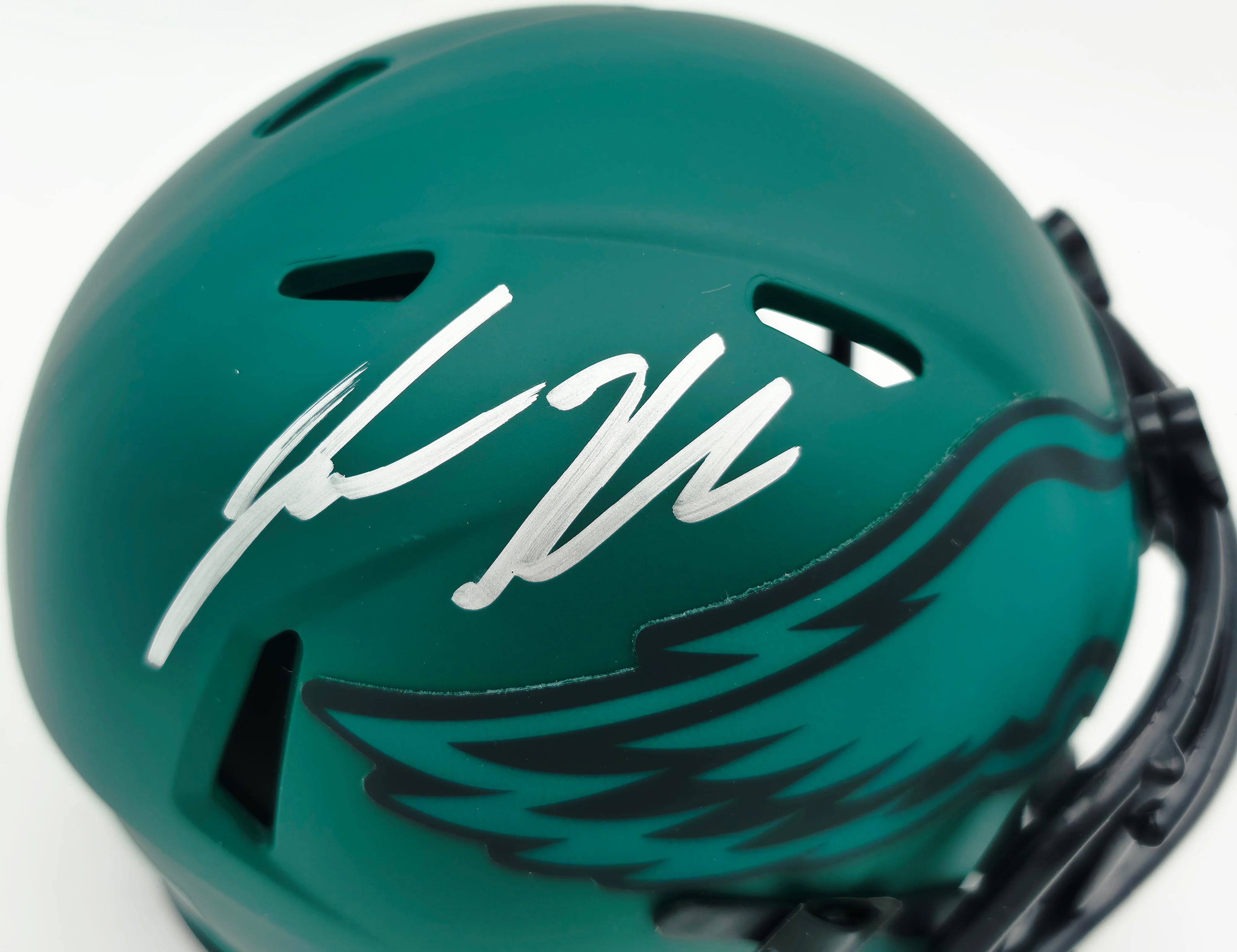 Jason Kelce Autographed Philadelphia Eagles Rave Green Speed Mini Helmet Beckett BAS QR Stock #262332 - Image 2