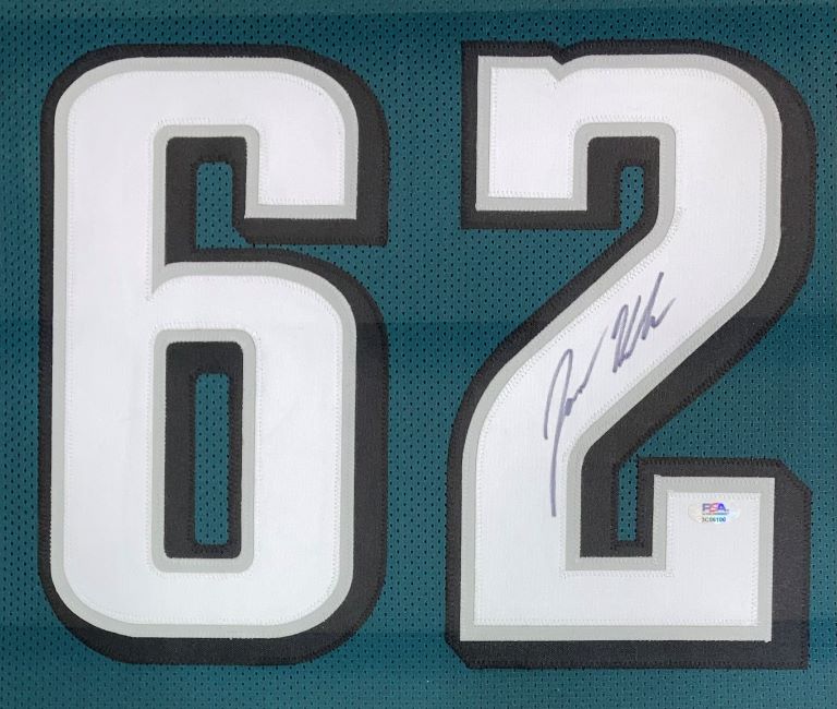 Jason Kelce Philadelphia Signed Framed Green Football Jersey PSA ITP Hologram - Image 2