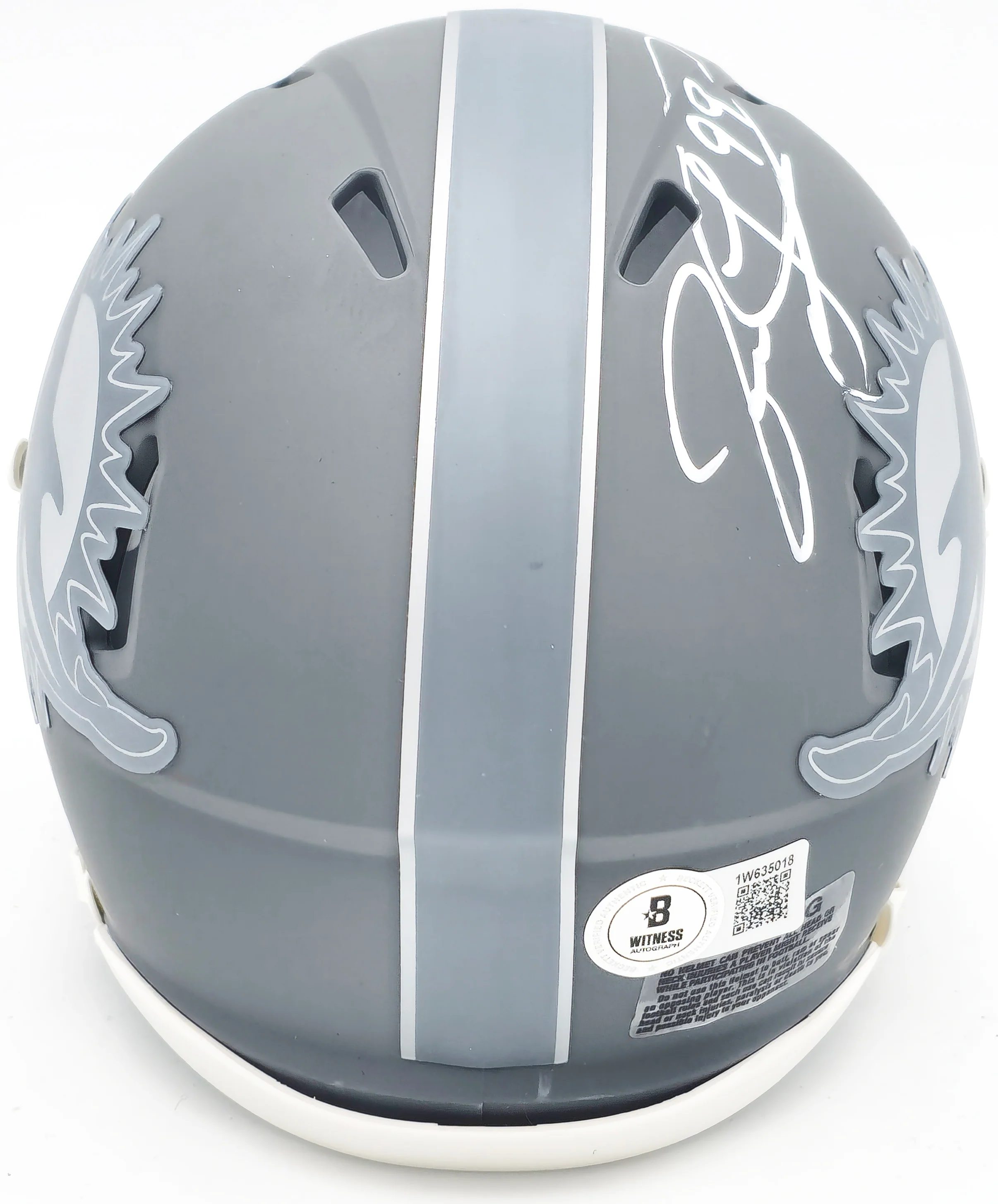 Jason Taylor Autographed Miami Dolphins Slate Silver Speed Mini Helmet Beckett BAS Witness Stock #228818 - Image 4