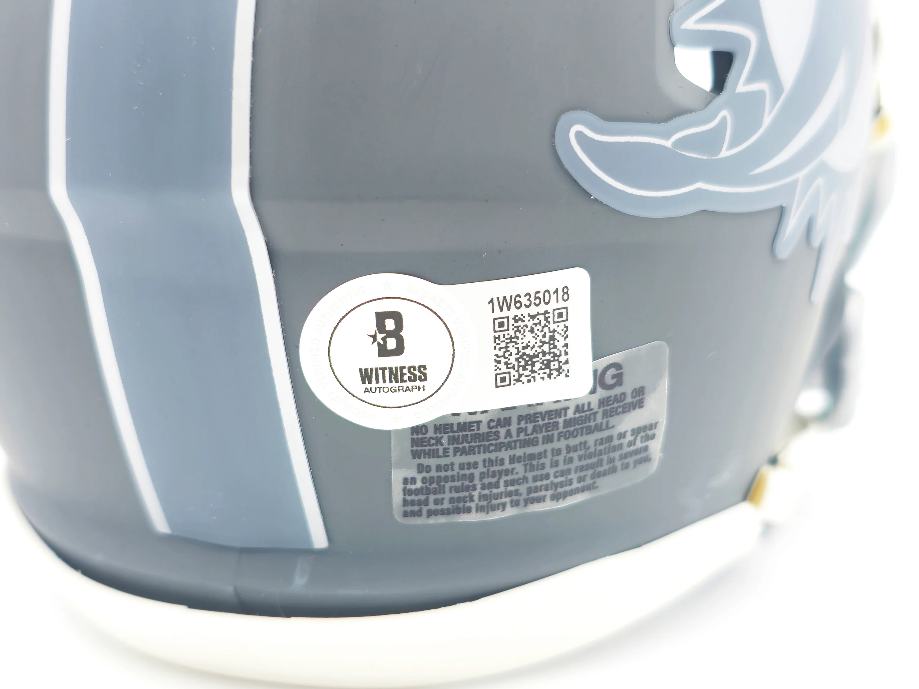 Jason Taylor Autographed Miami Dolphins Slate Silver Speed Mini Helmet Beckett BAS Witness Stock #228818 - Image 5