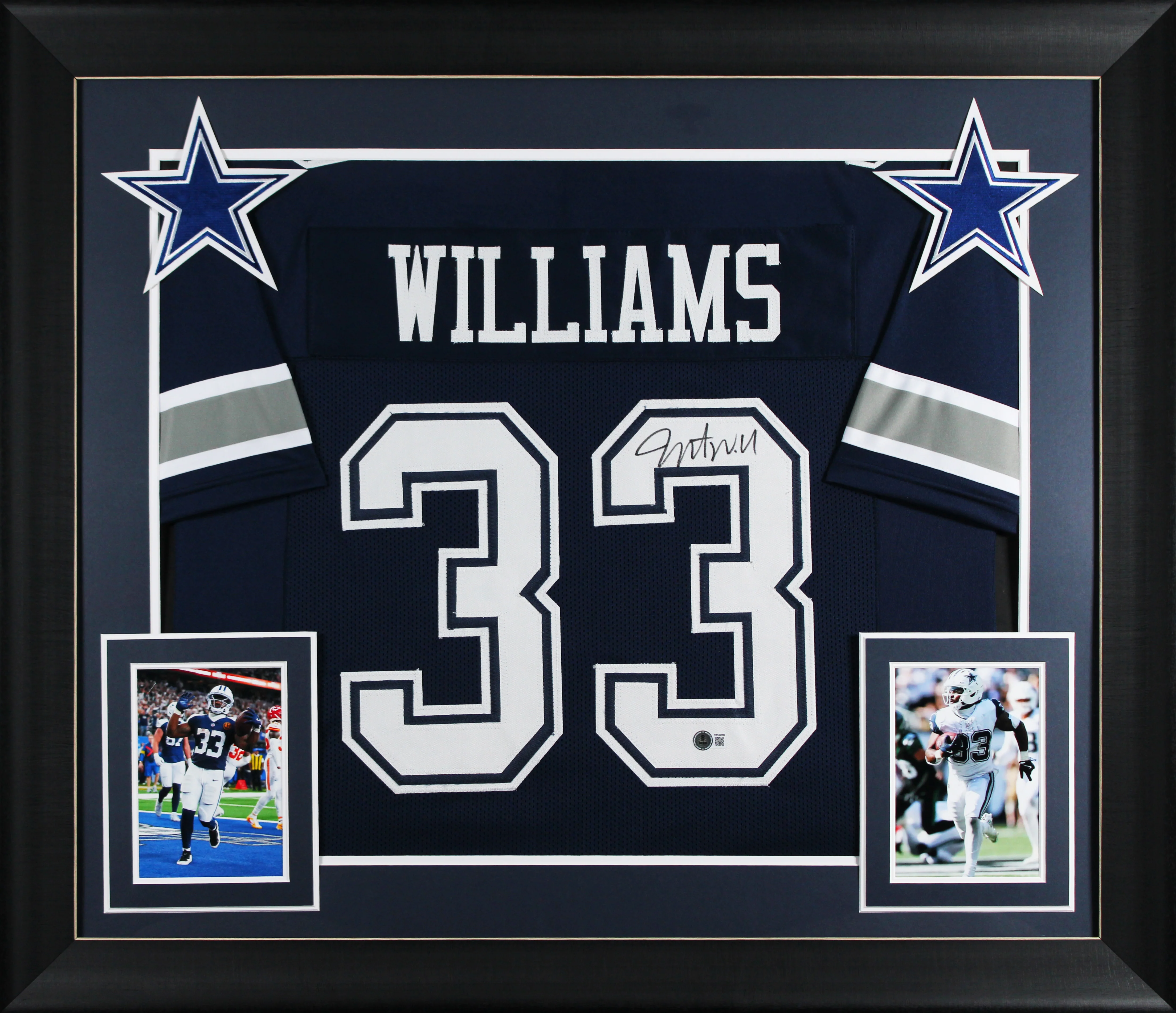 Javonte Williams Authentic Signed Navy Pro Style Framed Jersey BAS Witnessed