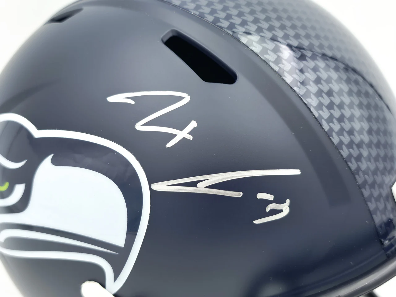 Jaxon Smith-Njigba Autographed Seattle Seahawks Blue Super Bowl LX Champions Logo Full Size Speed Replica Helmet Fanatics Holo Stock #262360 - Image 2