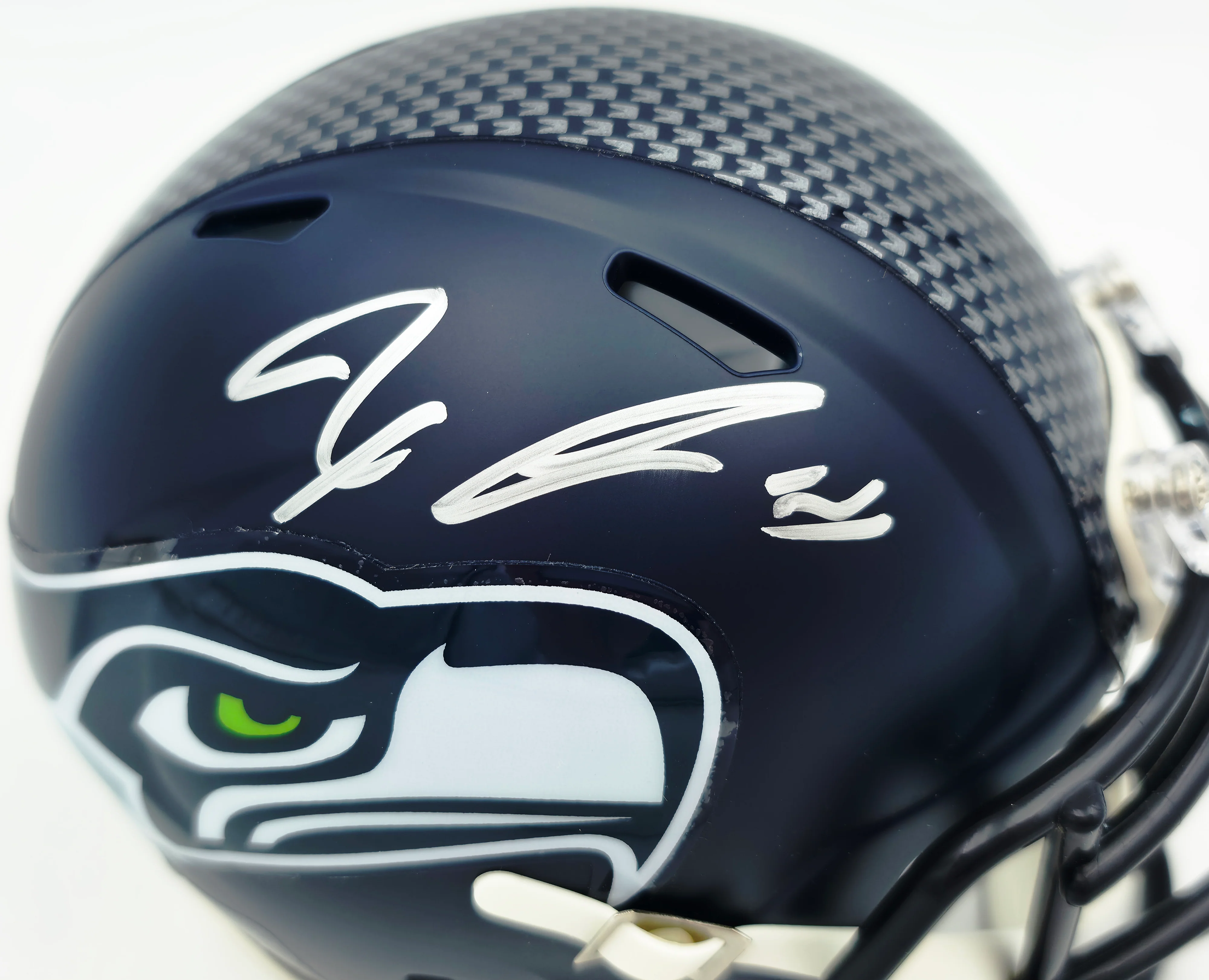 Jaxon Smith-Njigba Autographed Seattle Seahawks Blue Super Bowl LX Champions Logo Speed Mini Helmet Fanatics Holo Stock #262361 - Image 2