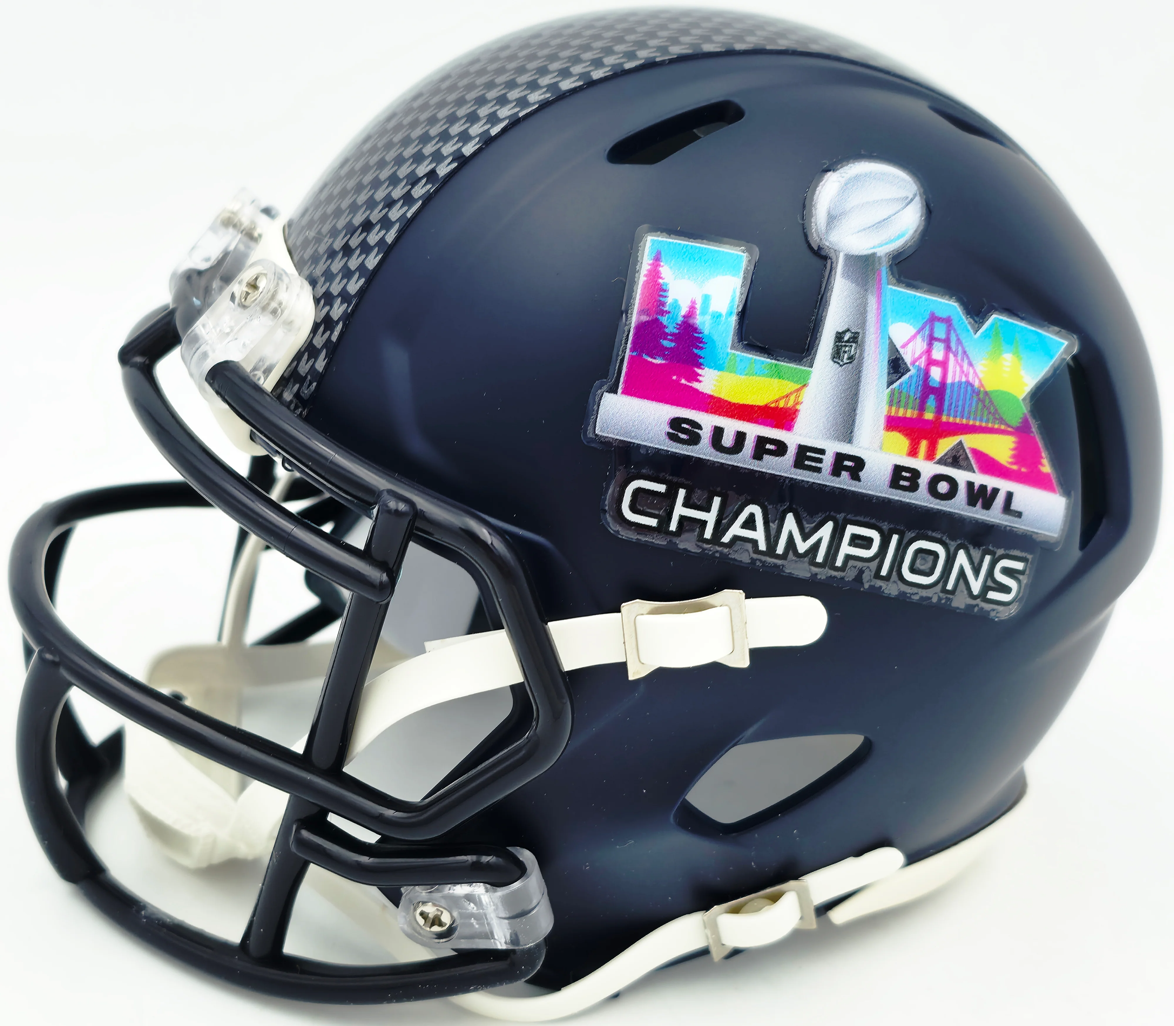 Jaxon Smith-Njigba Autographed Seattle Seahawks Blue Super Bowl LX Champions Logo Speed Mini Helmet Fanatics Holo Stock #262361 - Image 3