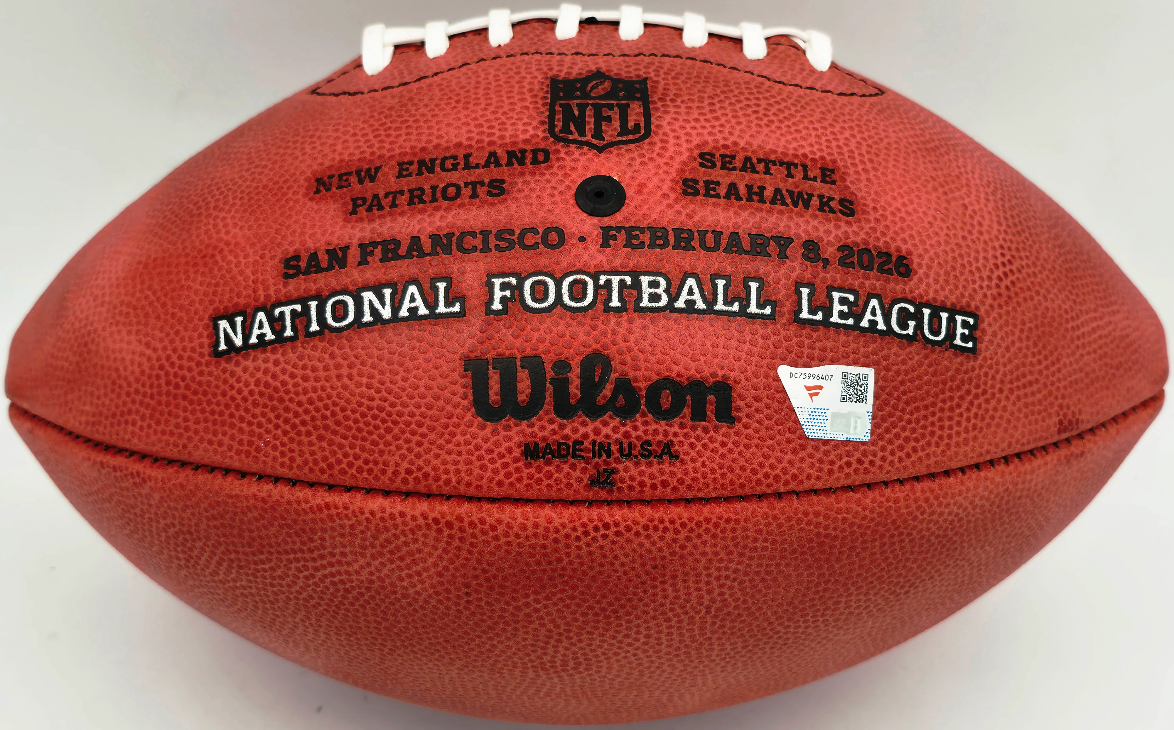 Jaxon Smith-Njigba Autographed Seattle Seahawks Official Super Bowl LX Logo Leather Football Fanatics Holo Stock #262363 - Image 3