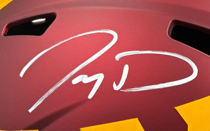 Jayden Daniels Signed Commanders FS Replica Speed Helmet Fanatics w/ Case - Image 2
