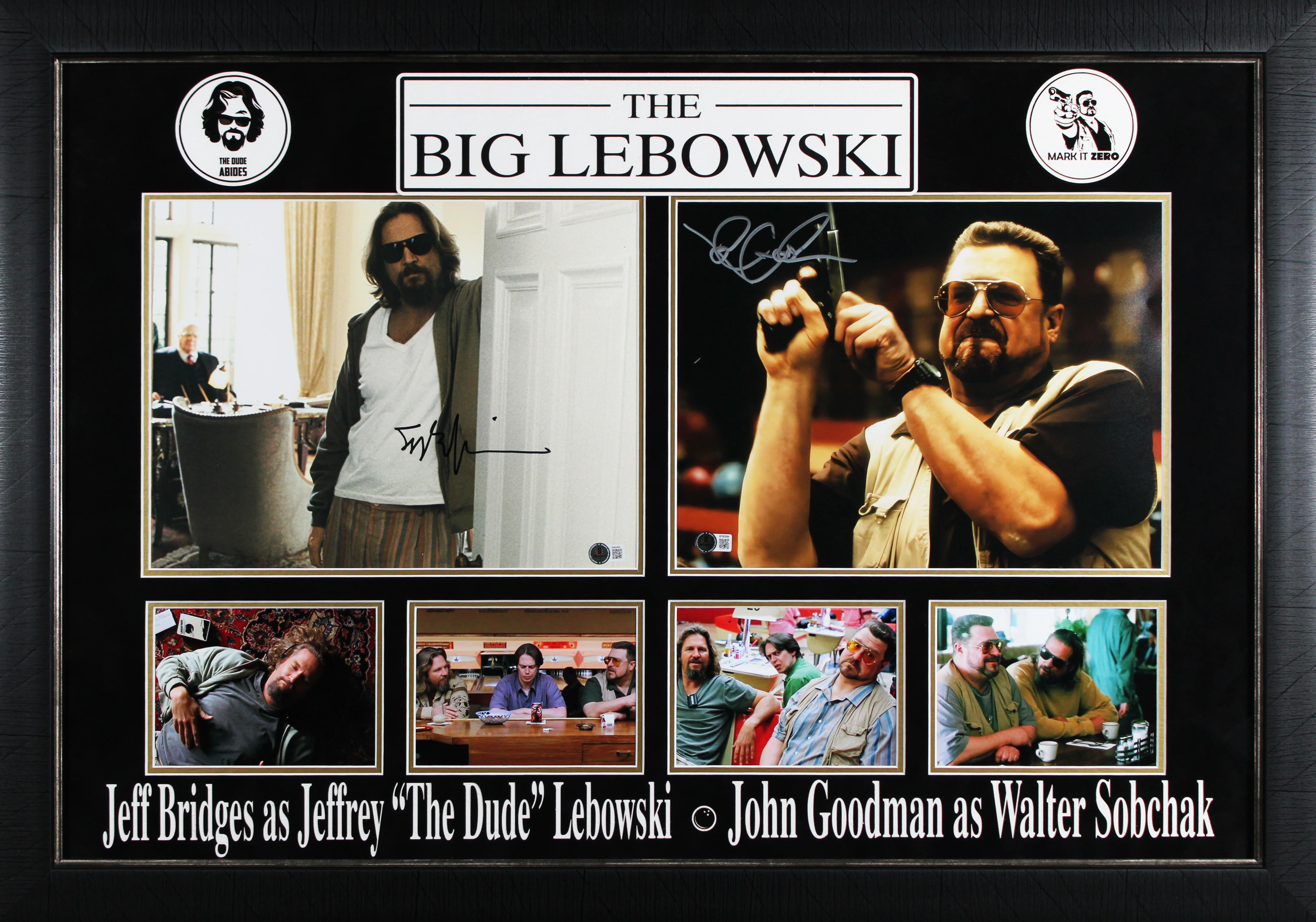 Jeff Bridges & John Goodman Big Lebowski Signed 11x14 Photo Framed Display BAS