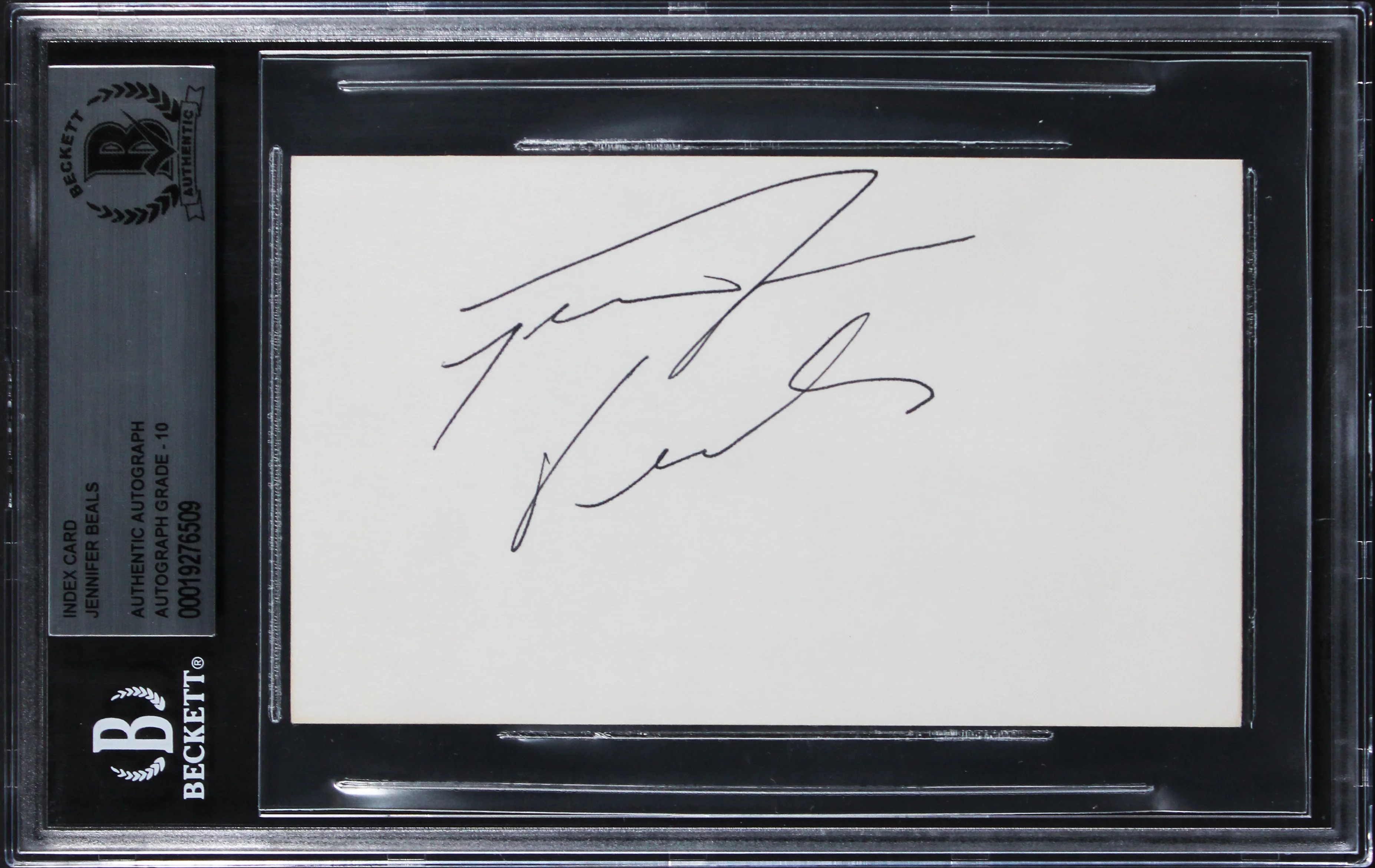 Jennifer Beals Flashdance Authentic Signed 3x5 Index Card Auto 10! BAS Slabbed