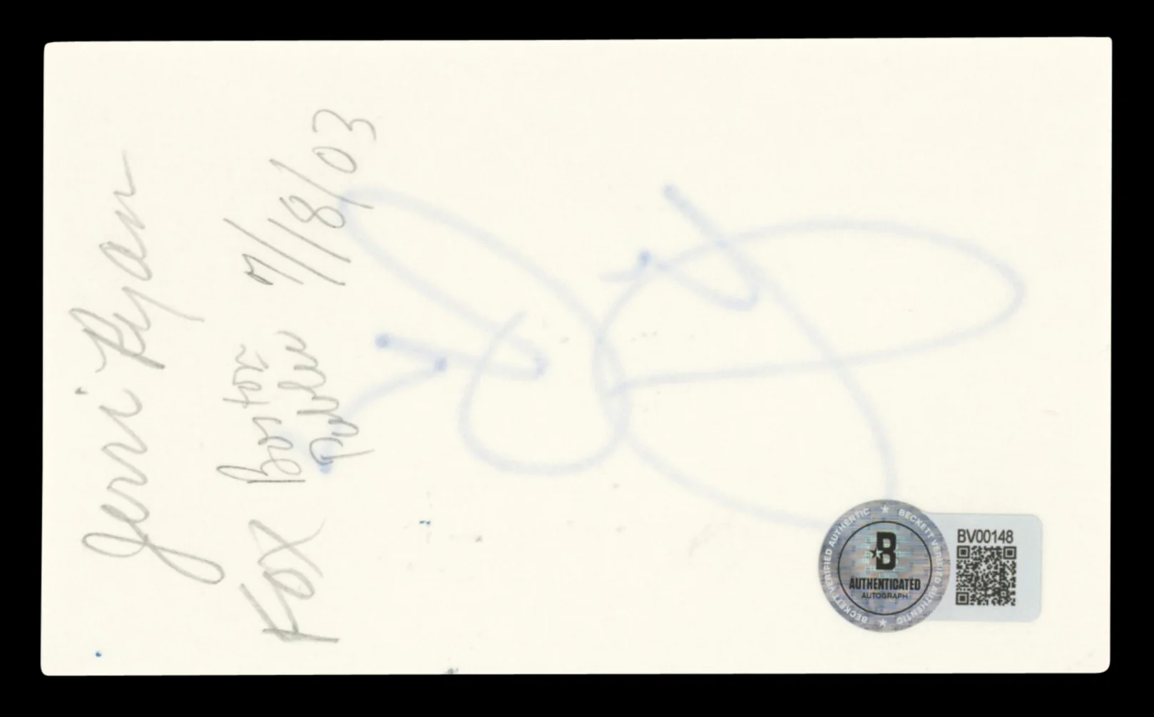 Jeri Ryan Star Trek: Voyager Authentic Signed 3x5 Index Card BAS #BV00148 - Image 3