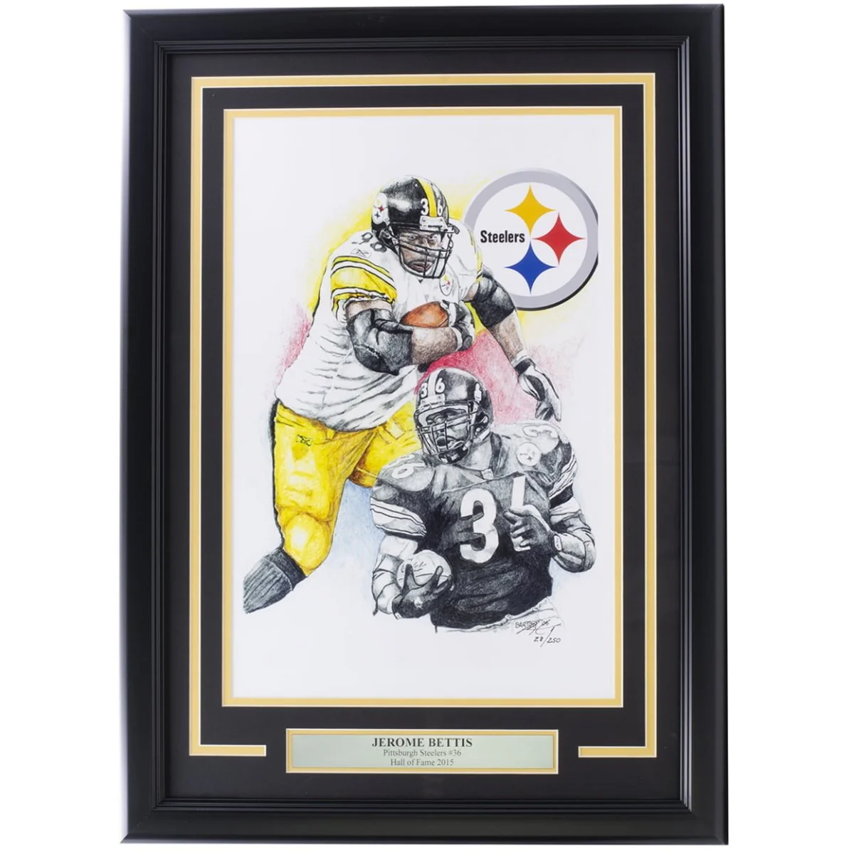 Jerome Bettis Steelers Framed 13x19 Lithograph Signed By Artist Brian Barton PA - Image 4