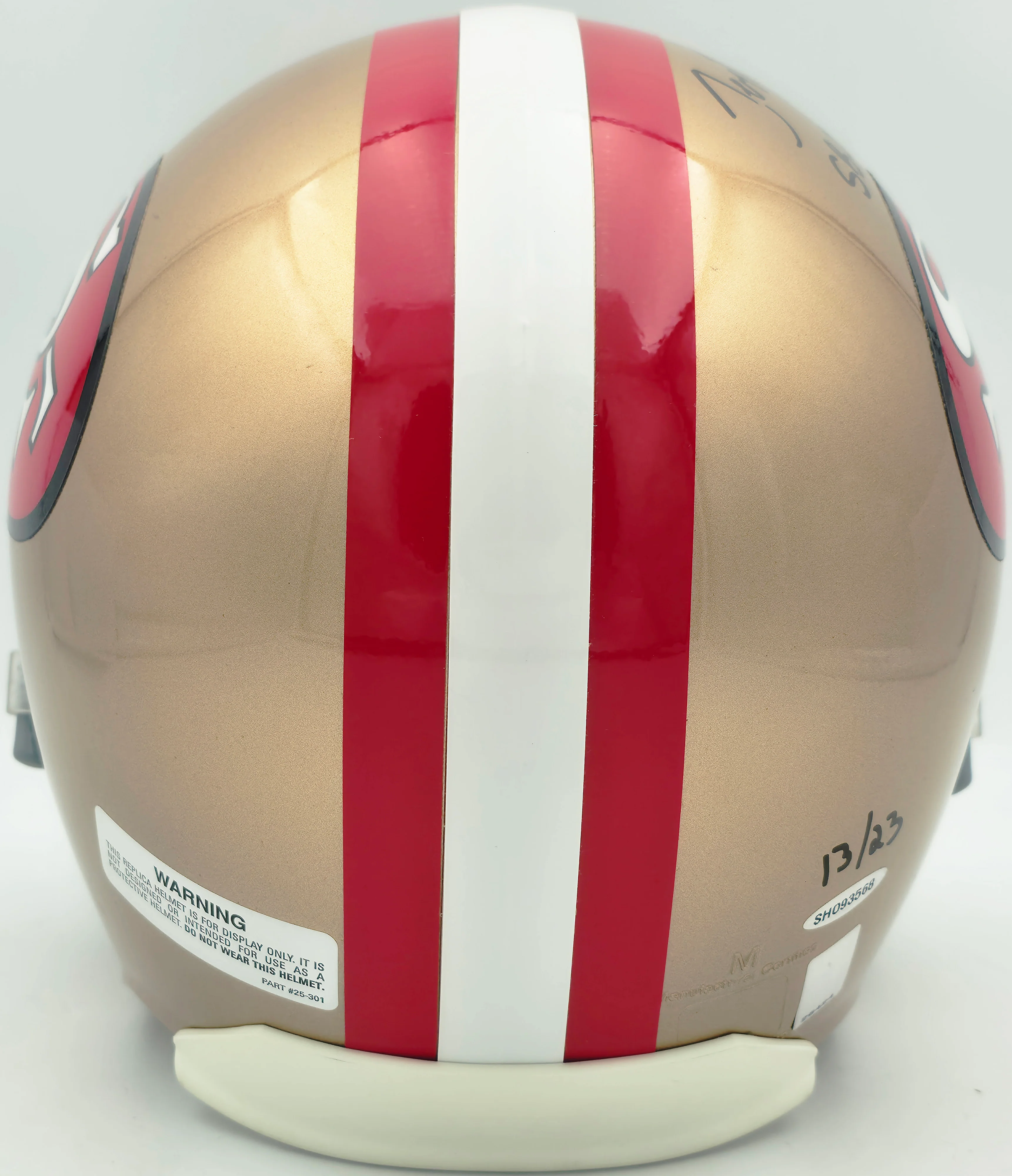 Jerry Rice Autographed San Francisco 49ers Gold Full Size Replica Helmet "SB XXIII MVP HOF 2010" #13/23 UDA Holo #SHO93568 - Image 4