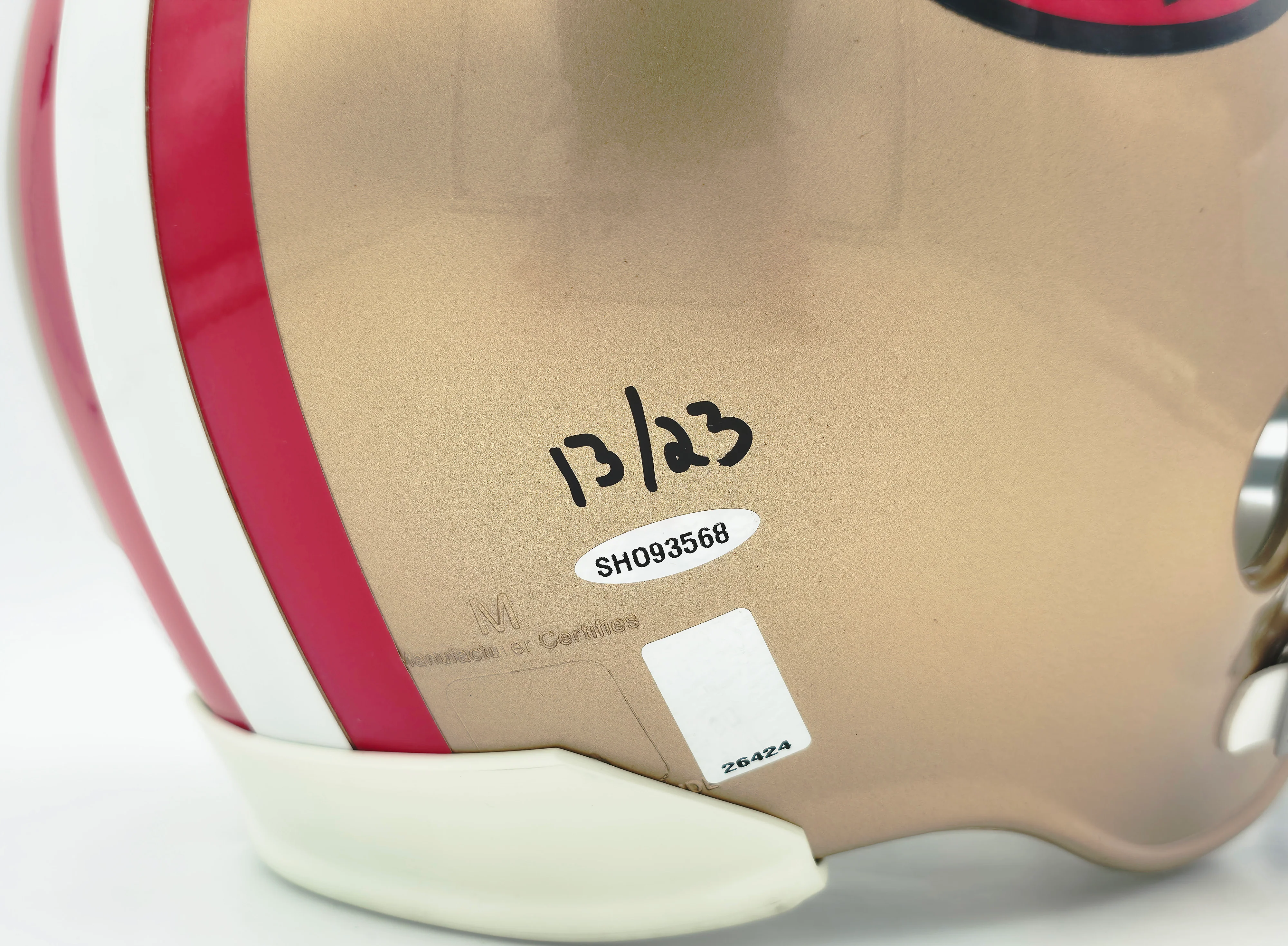 Jerry Rice Autographed San Francisco 49ers Gold Full Size Replica Helmet "SB XXIII MVP HOF 2010" #13/23 UDA Holo #SHO93568 - Image 5