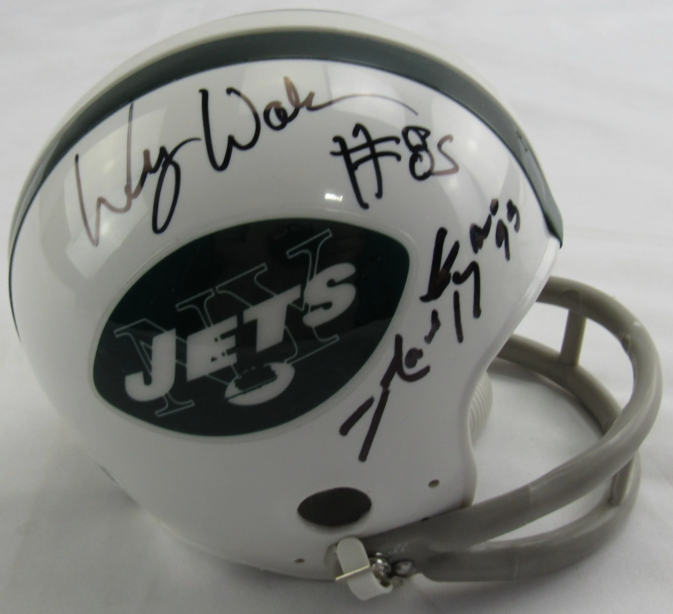 Wesley Walker Freeman McNeil Multi Signed Auto Jets Mini Helmet JSA CM07471