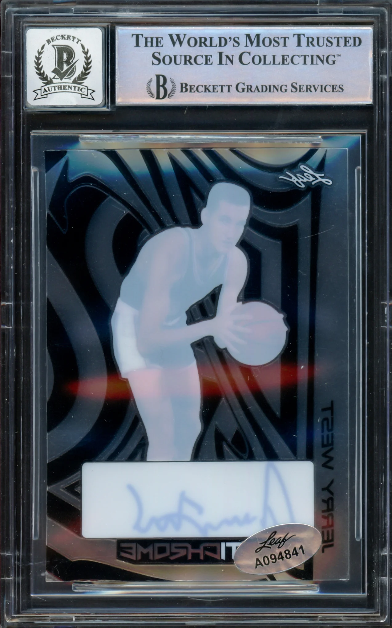 Jerry West Autographed 2022-23 Leaf Optichrome Black Card #BAJW3 Los Angeles Lakers Auto Grade Gem Mint 10 Beckett BAS #16622139 - Image 2