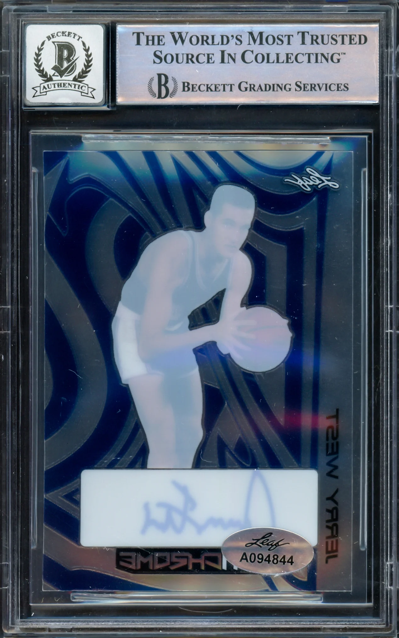 Jerry West Autographed 2022-23 Leaf Optichrome Blue Card #BAJW3 Los Angeles Lakers Auto Grade Gem Mint 10 Beckett BAS #16622141 - Image 2